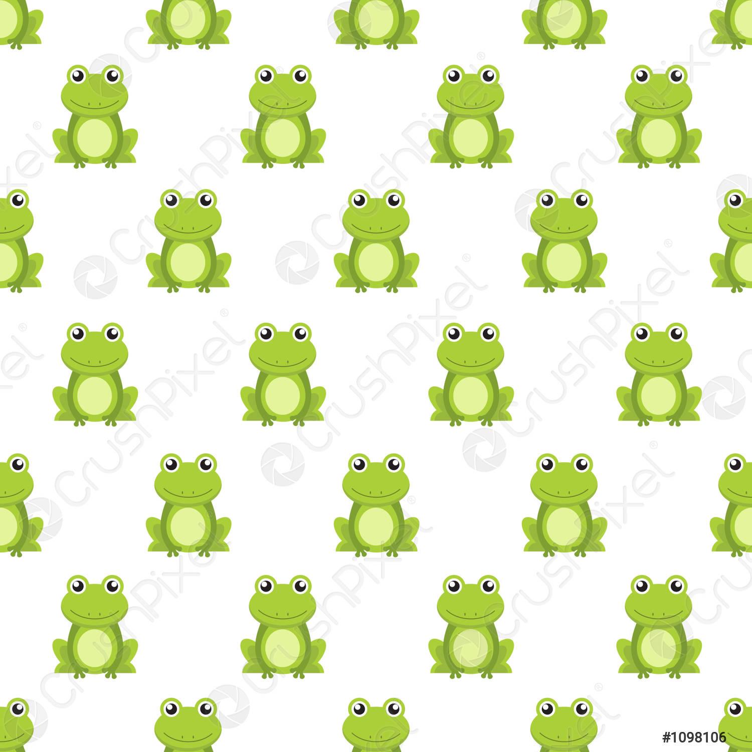 1500x1500 Seamless pattern cute green frog cartoon character isolated on white