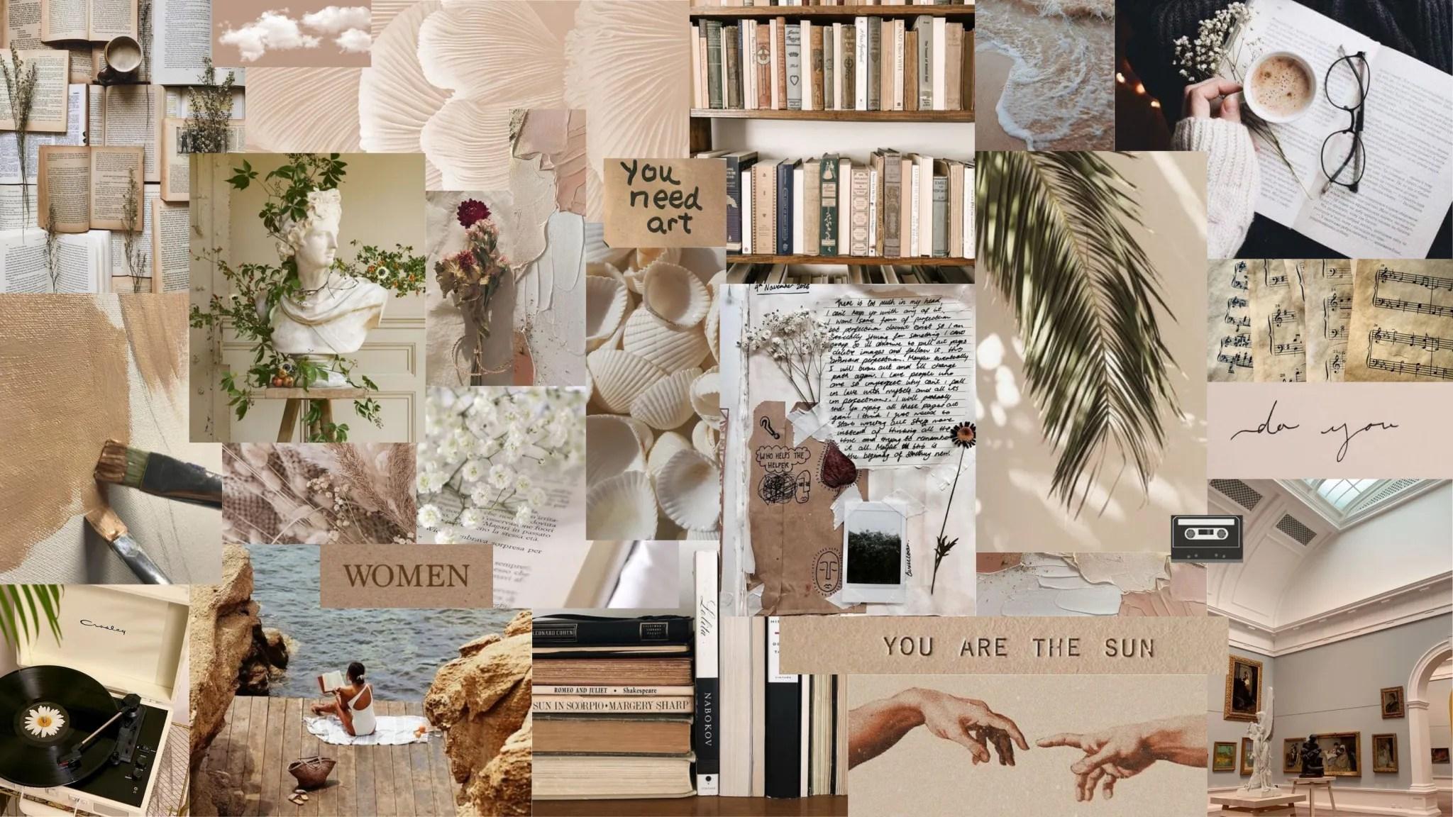 2048x1152 The Best 13 Brown Aesthetic Collage Dark Academia Aesthetic Wallpaper Laptop