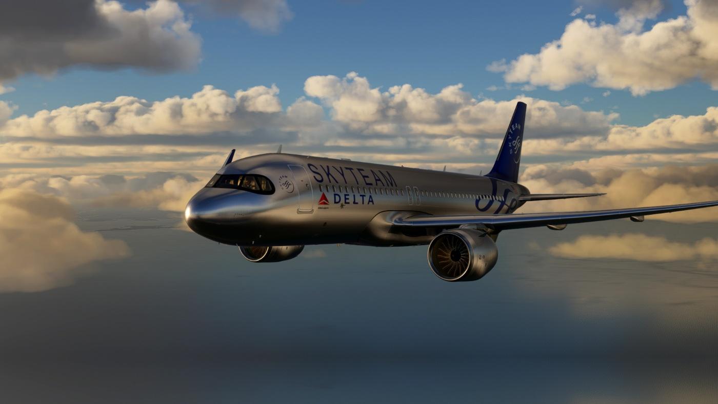 1400x788 A320 Delta Airlines Skyteam silver livery 8K Microsoft Flight Simulator
