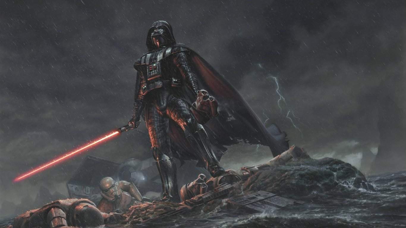 1366x768 Star wars, Darth vader, Art, Rain lap×768 HD Background. Free Vector Graphic, Design Elements