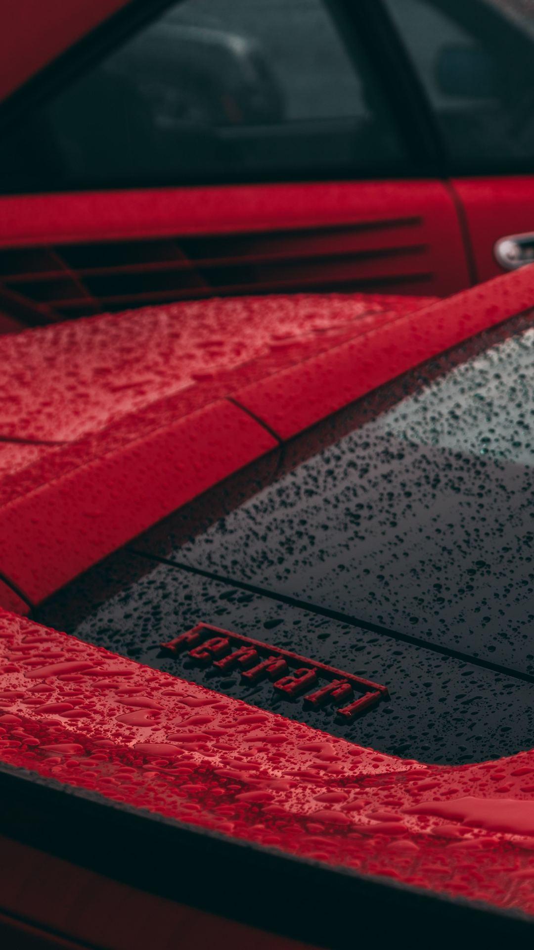 1080x1920 1080x1920 ferrari, cars, rain, drops, hd, 5k for iPhone 8 wallpaper