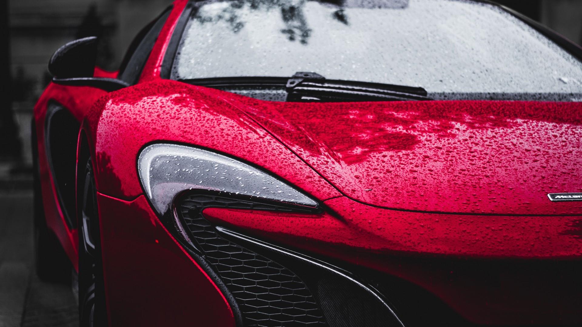 1920x1080 Download 1920x1080 Mclaren, Front View, Rain, Water Drops, Supercar, Cars Wallpaper for Widescreen