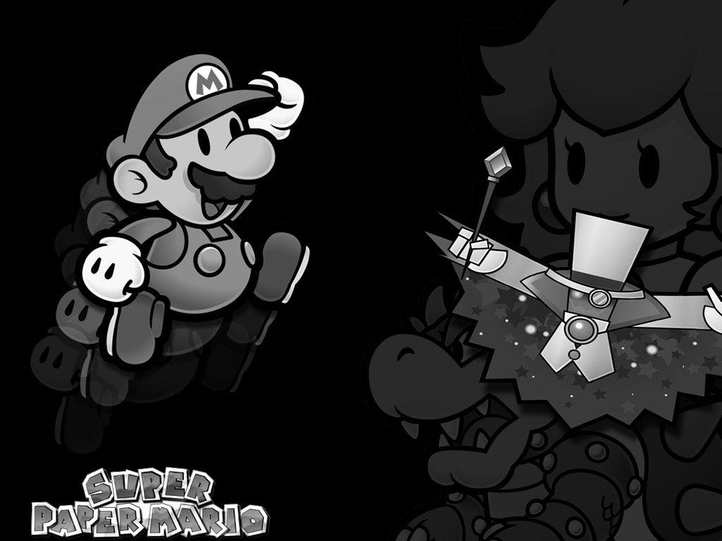 1024x768 Super Paper Mario Black And White Wallpaper 1024×768 Mario