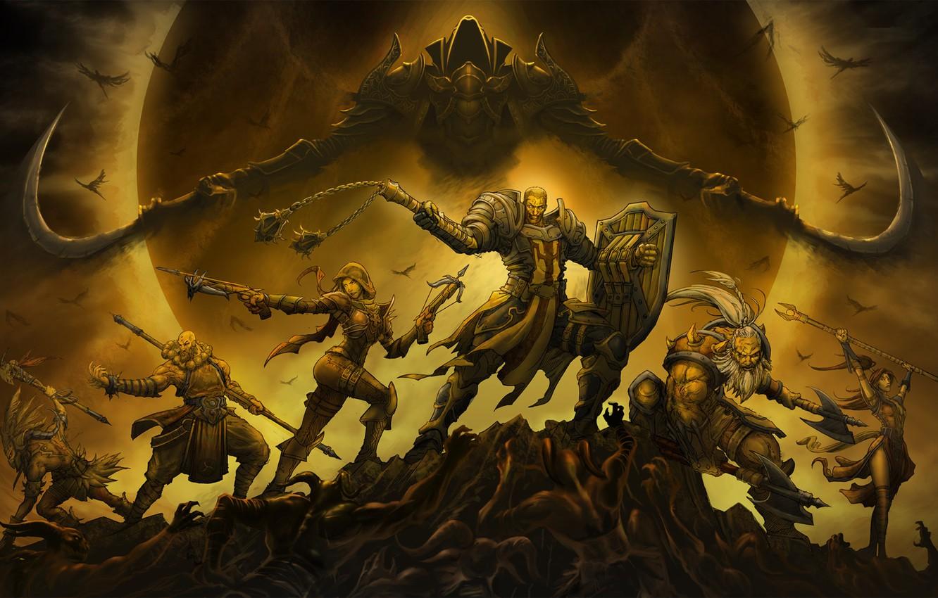 1332x850 Wallpaper The game, Angel, Style, Battle, Blizzard, Art, Art, Style, Fiction, The sorcerer, Fiction, Diablo III, Diablo, Monk, Angel, Game image for desktop, section игры