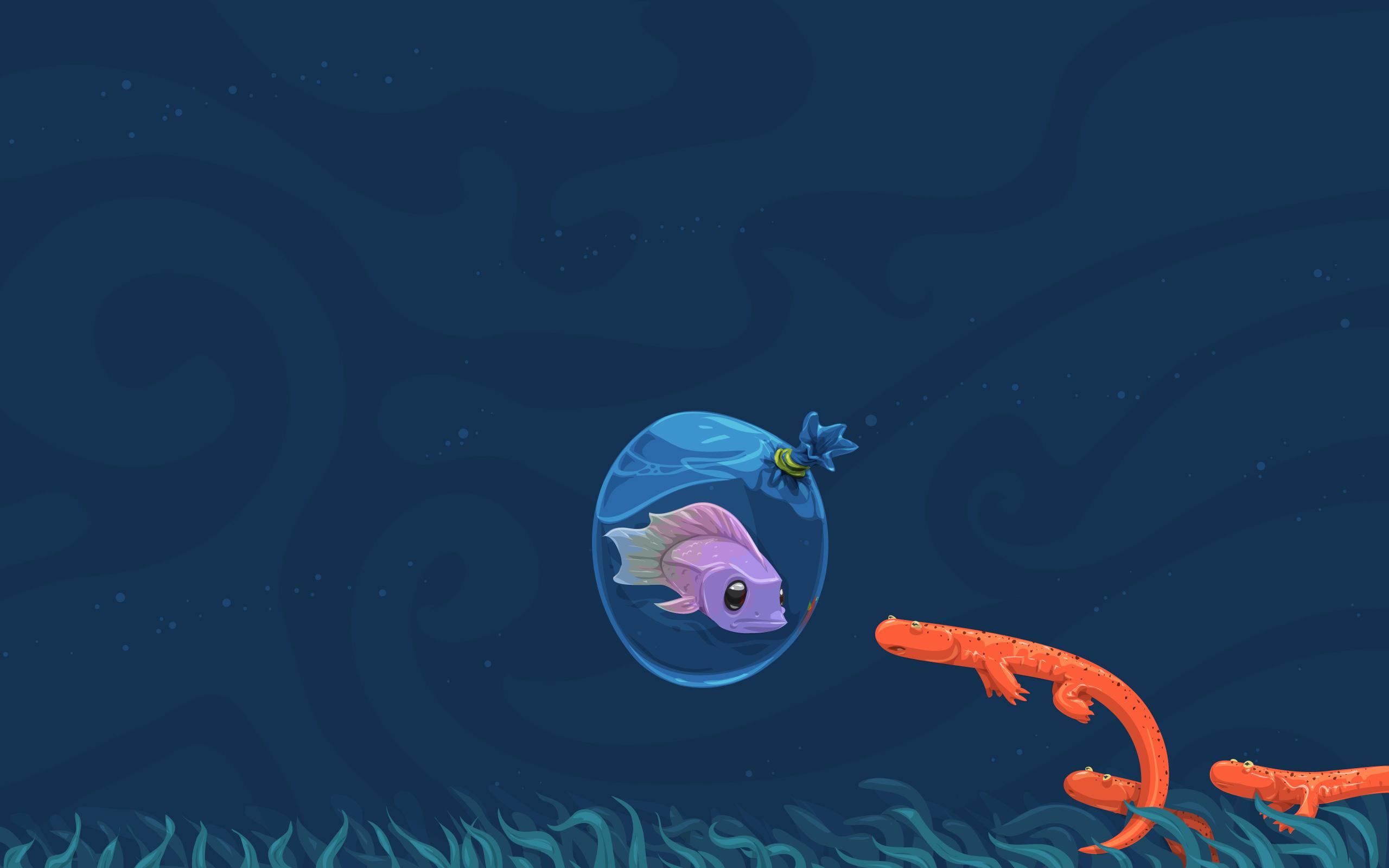 2560x1600 water, Ocean, Fish, Vectors, Funny, Digital, Art, Underwater, David, Lanham, Sea Wallpaper HD / Desktop and Mobile Background