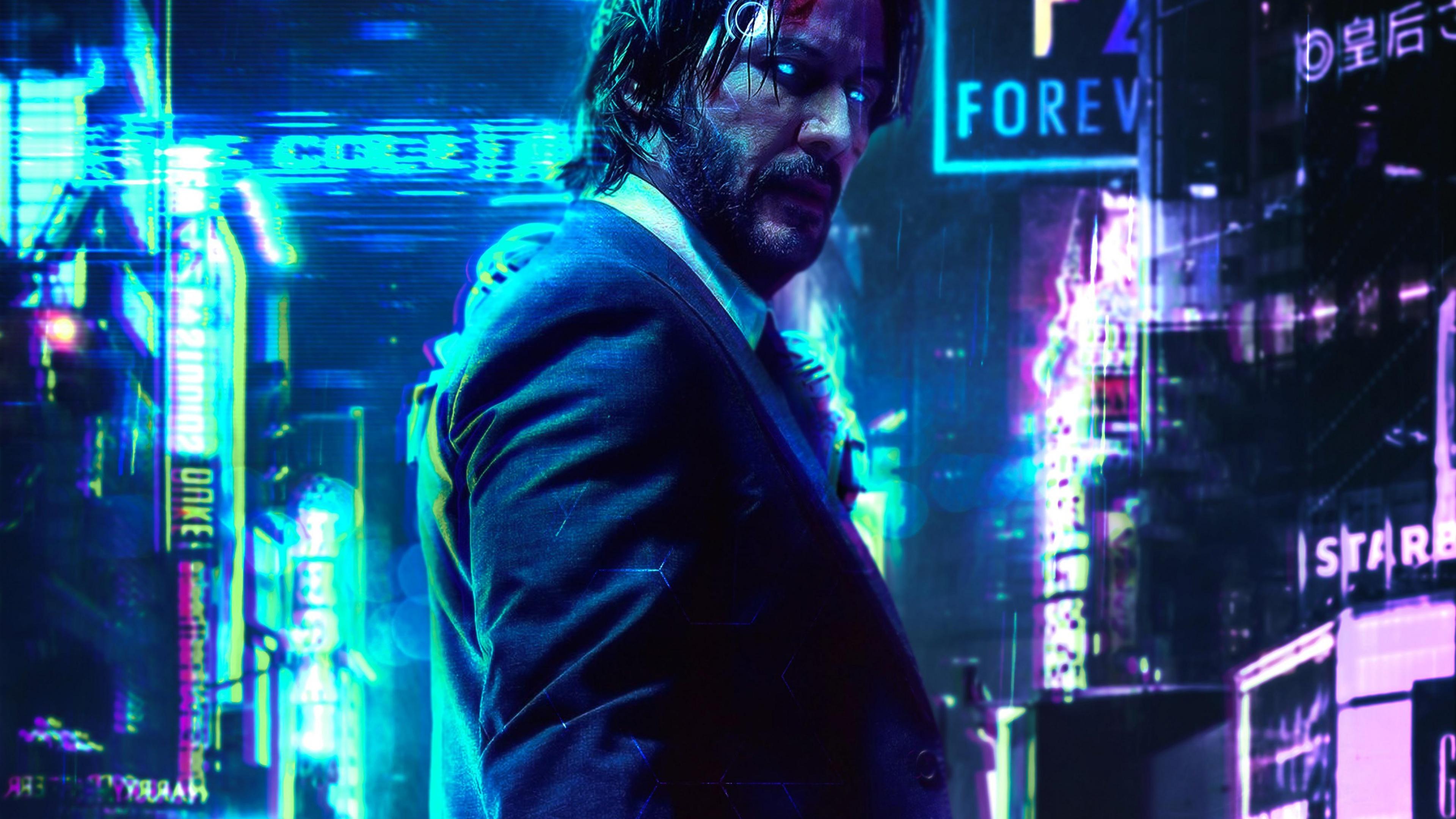 3840x2160 Cyberpunk 2077 Wallpaper 4K, John Wick, Keanu Reeves, Graphics CGI