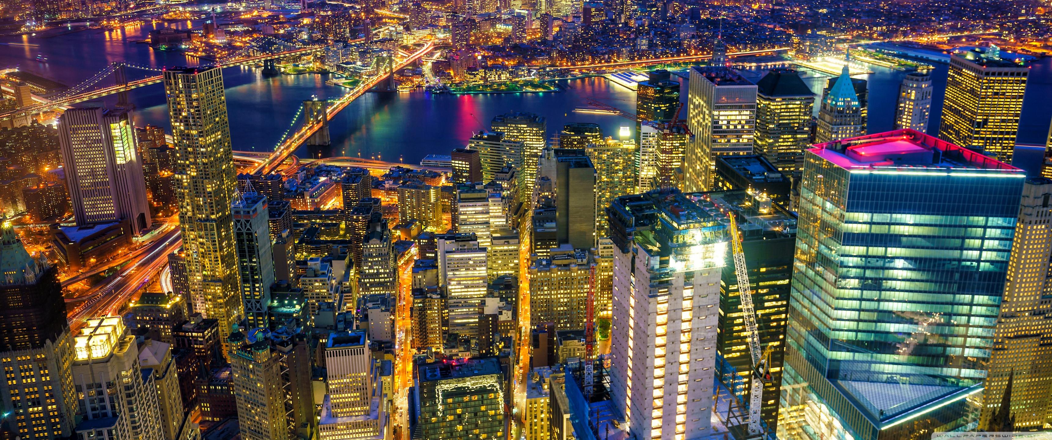 3440x1440 New York City, Manhattan at Night Ultra HD Desktop Background Wallpaper for 4K UHD TV : Widescreen & UltraWide Desktop & Laptop : Multi Display, Dual Monitor : Tablet
