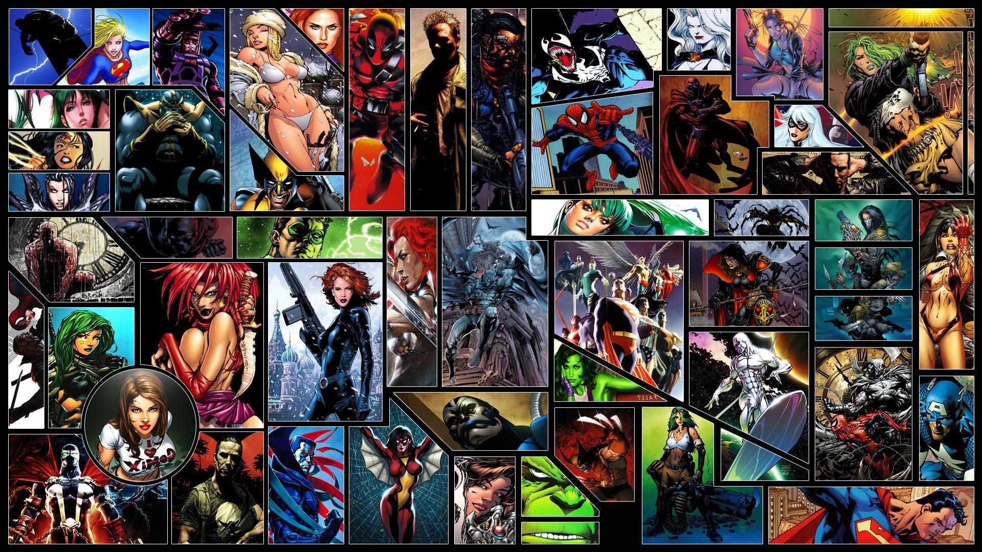 1920x1080 1920x1080 black widow spider man deadpool silver surfer hulk superman green lantern wolverine batman captain america supergirl wonder woman dc comics wallpaper JPG 895 kB