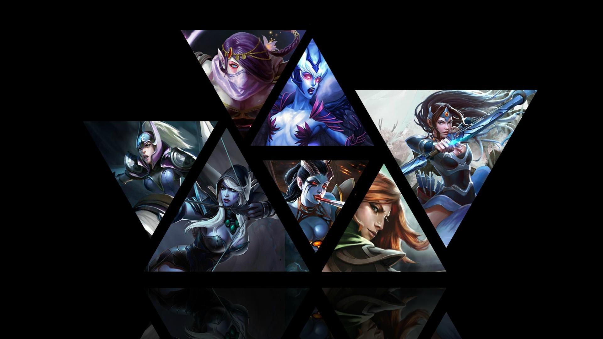 1920x1080 Pc Gaming Video Game Art Video Game Warriors Dota 2 Collage Triangle Fantasy Girl Video Games Fantasy Art