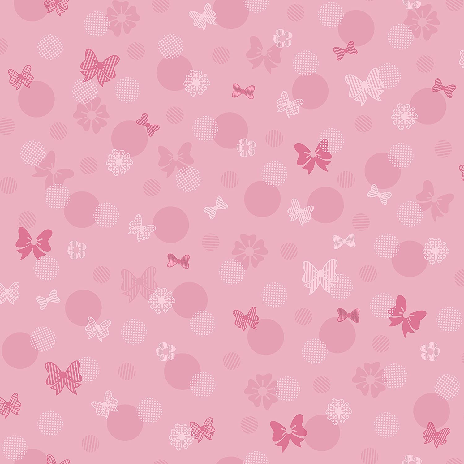 1500x1500 York Wallcoverings Kids III Disney Minnie Mouse Bows & Dots Removable Wallpaper, Pinks