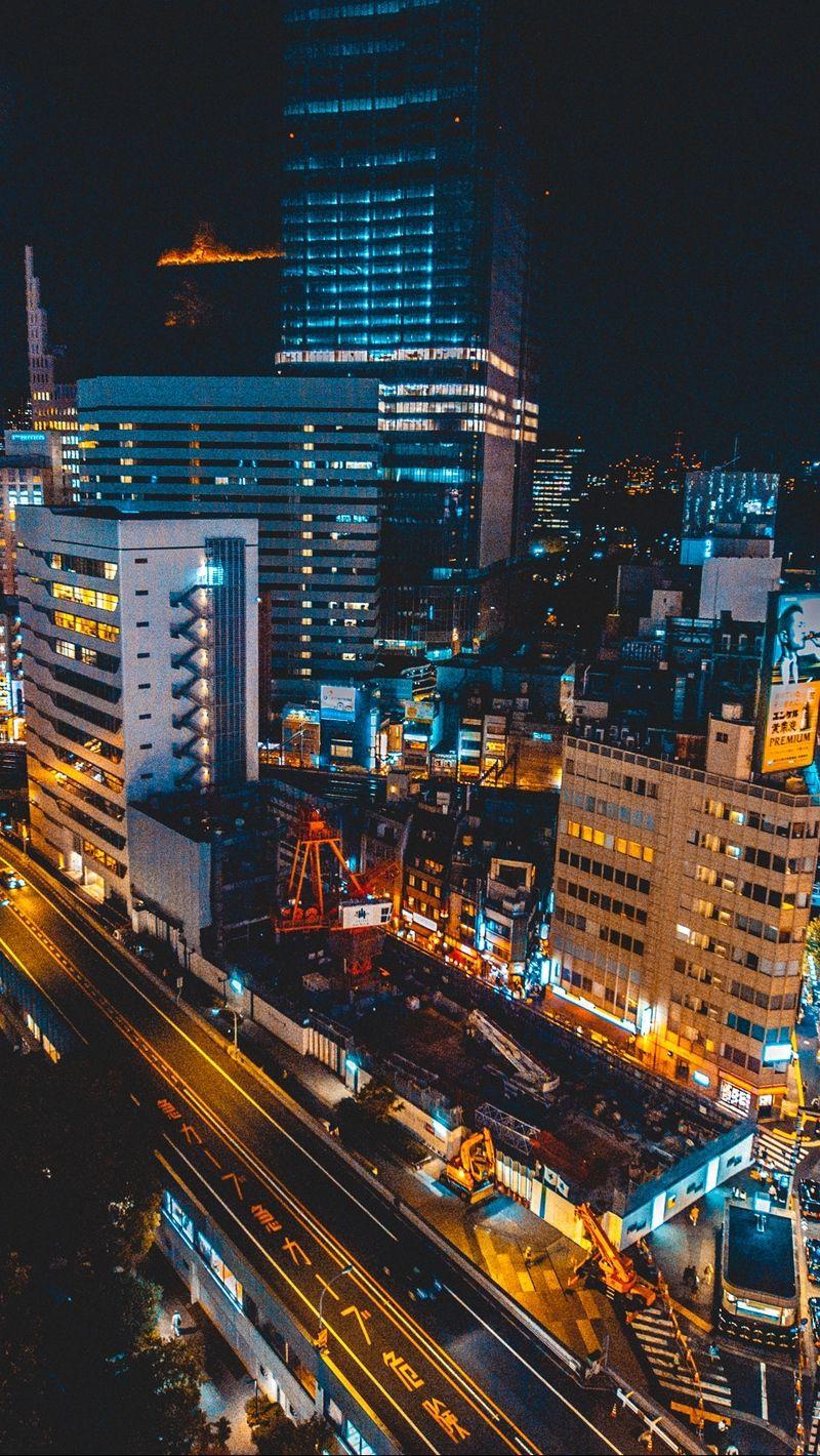 800x1420 Download wallpaper 800x1420 ginza, chuo, japan, skyscrapers, night