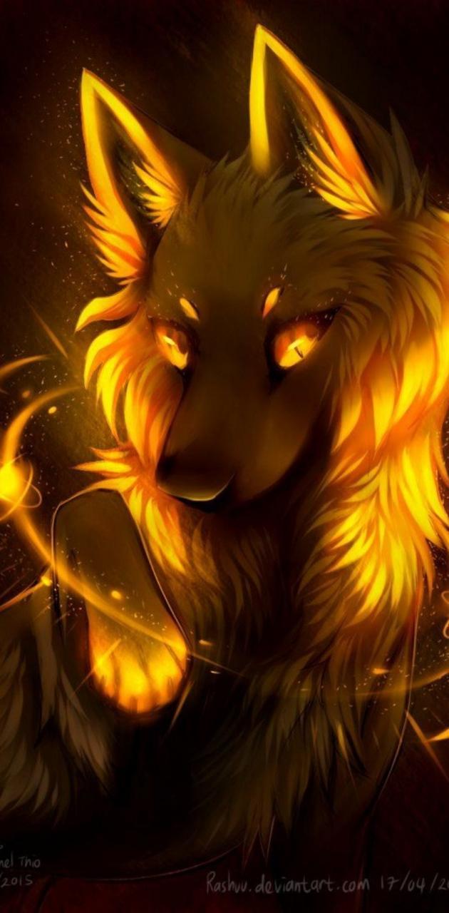 630x1280 Yellow Wolf wallpaper