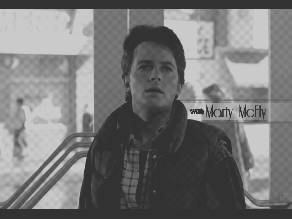 1024x768 monochrome, Michael J Fox, Marty McFly, screenshot, black and white, monochrome photography HD Wallpaper