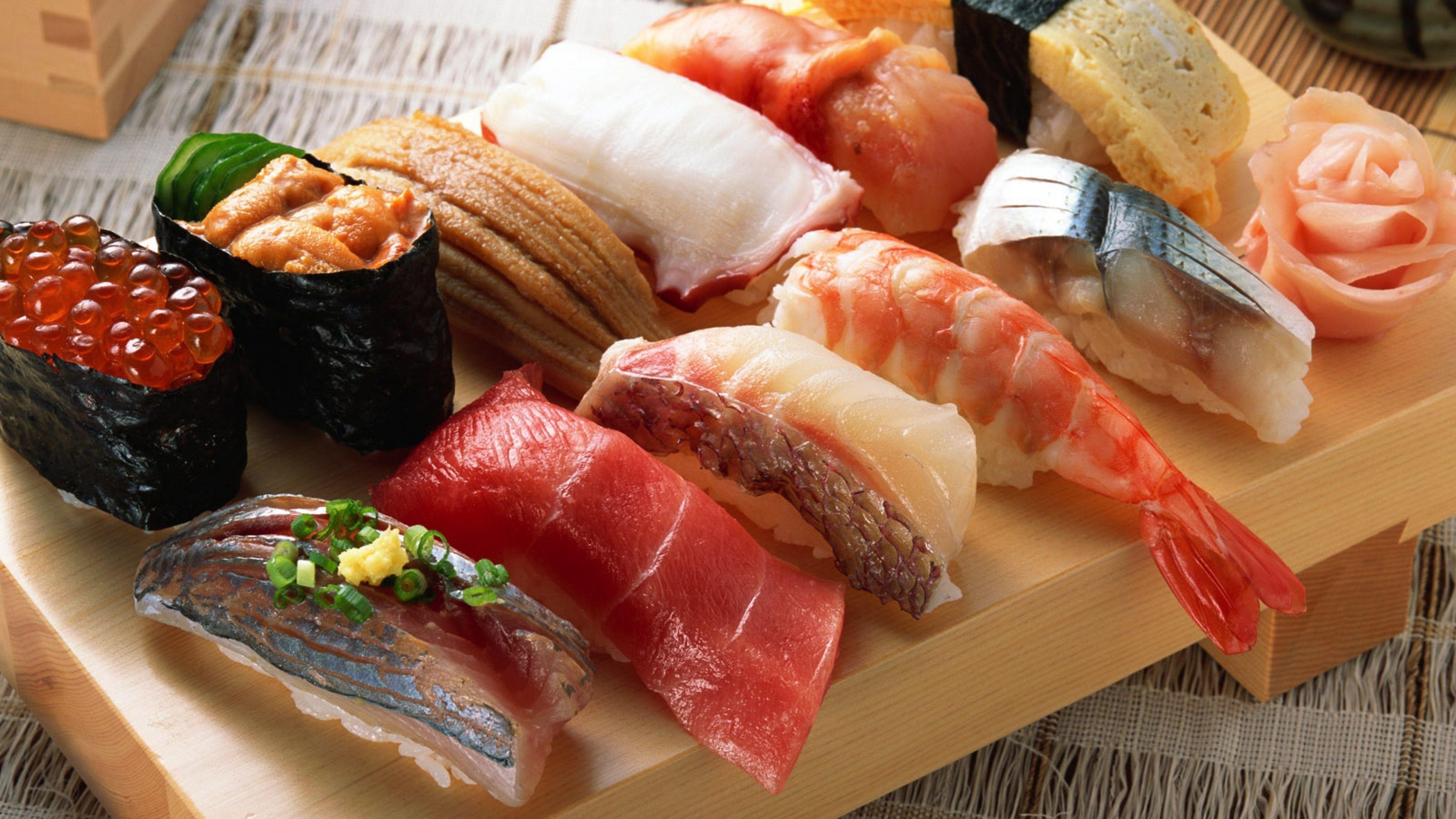 3840x2160 Download Sushi Fish 4K Wallpaper for desktop, mobile phones