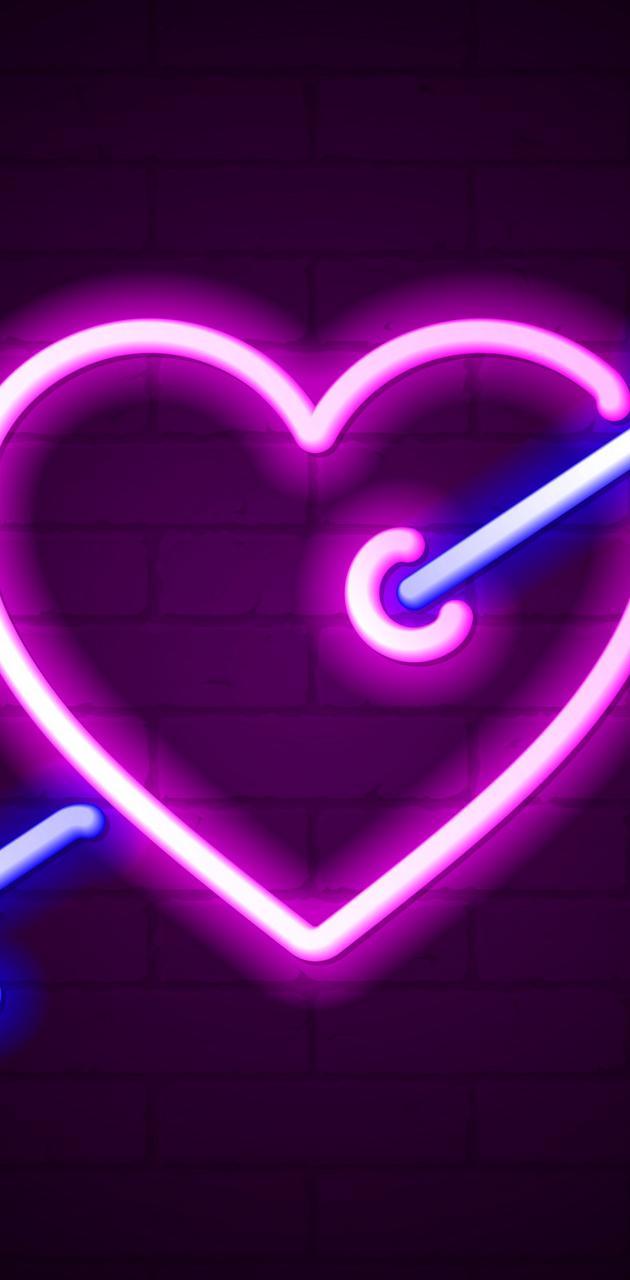 630x1280 Neon Heart wallpaper