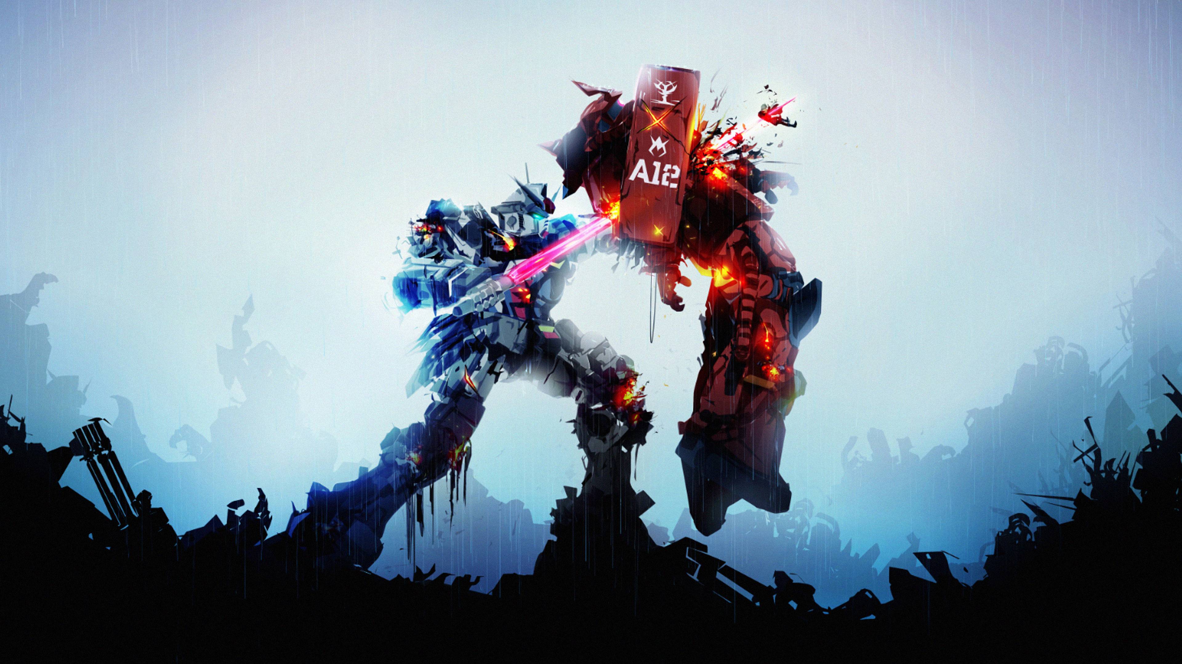 3840x2159 Gundam Robots Fight Wallpaper, HD Anime