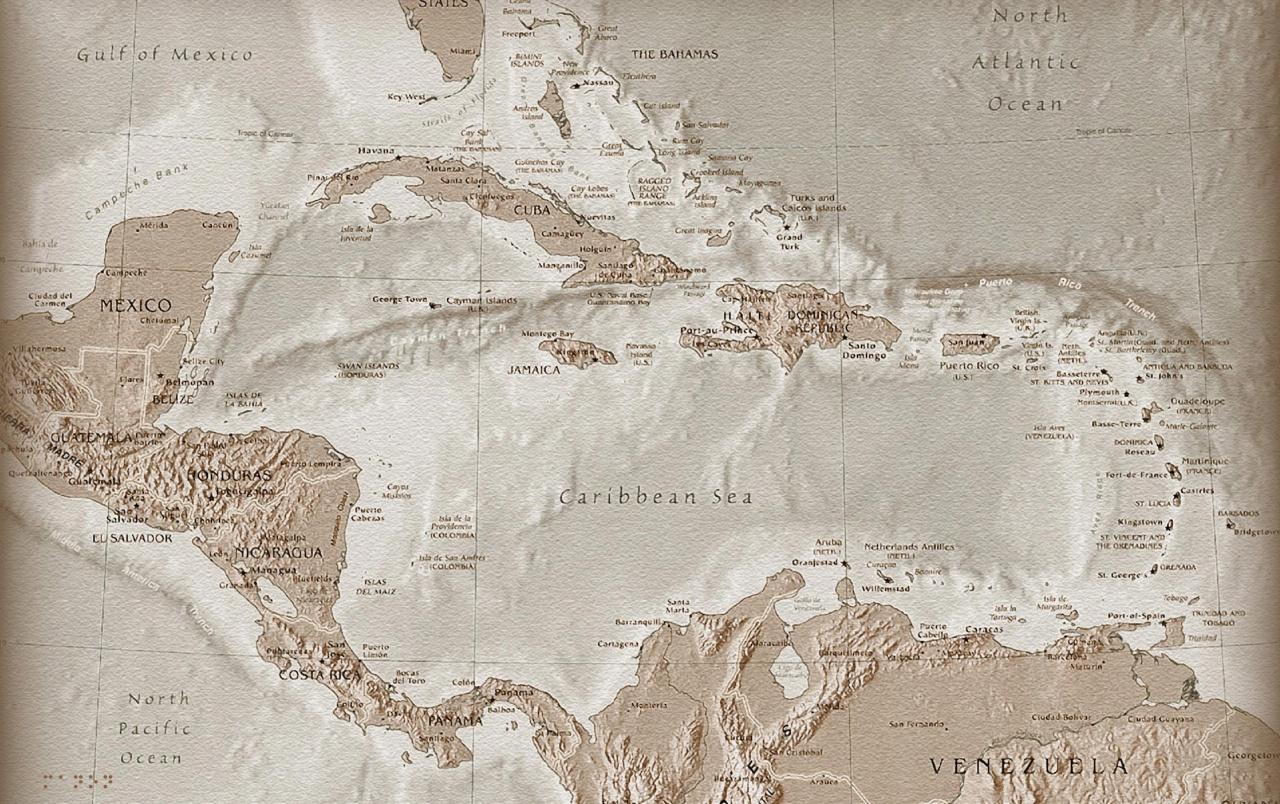 1280x804 Carribean sea map wallpaper. Carribean sea map