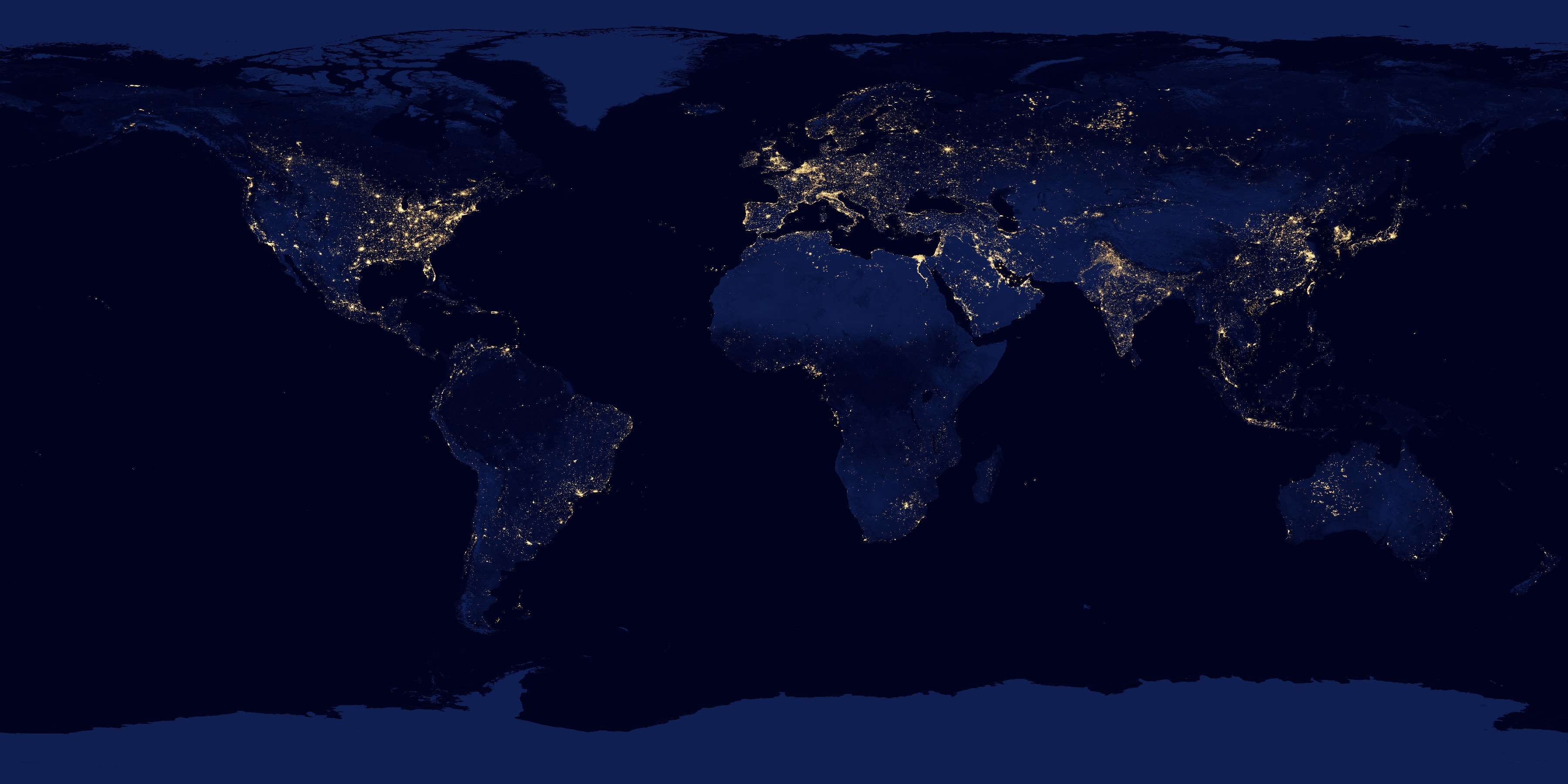 3600x1800 city, earth, map, nasa, nature, night, ocean, royalty free, sea, sky, water wallpaper