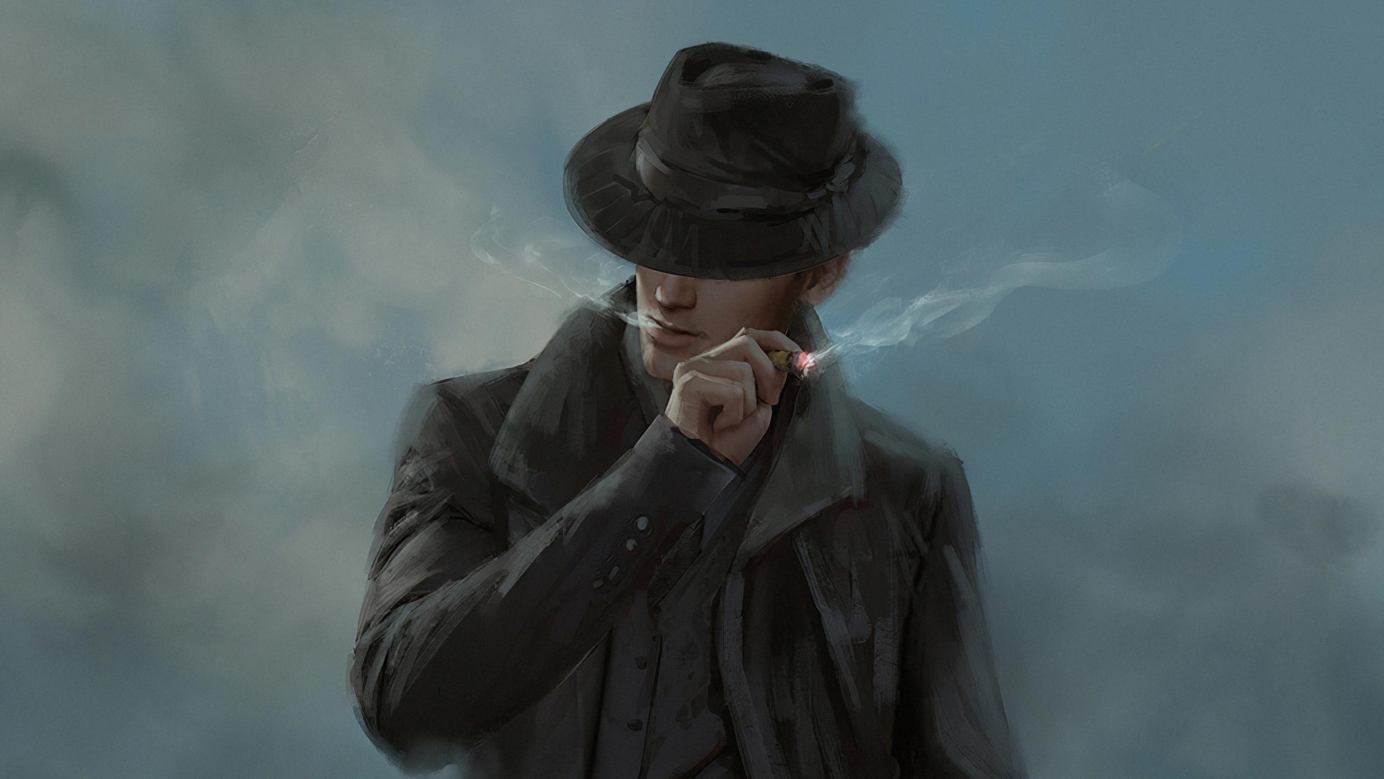 2000x1125 Hat Guy Smoking, HD Artist, 4k Wallpaper, Image, Background, Photo and Picture