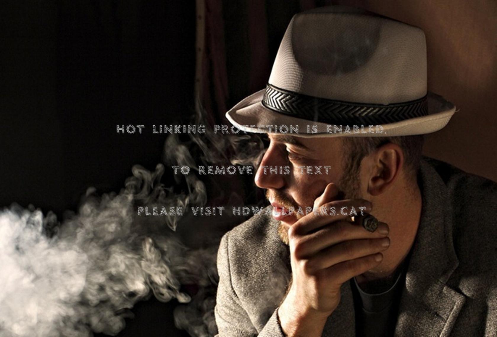1680x1140 portrait bowler man hat smoking photography