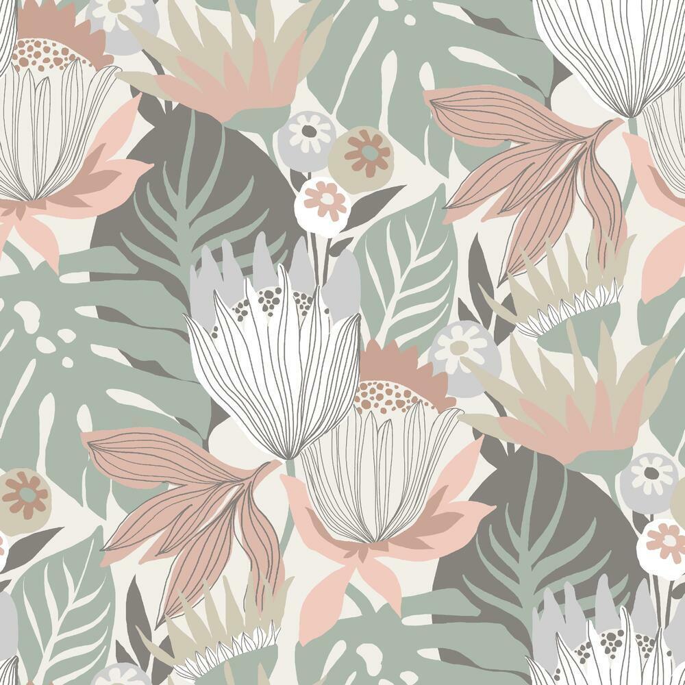 1000x1000 Retro Tropical Leaves Peel and Stick Wallpaper