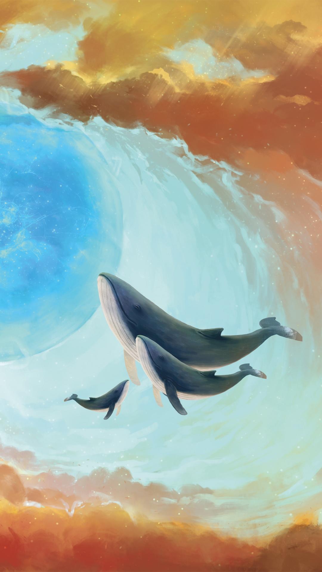 1080x1920 Whales Wallpaper 4K, Baby whale, Mural, Artwork