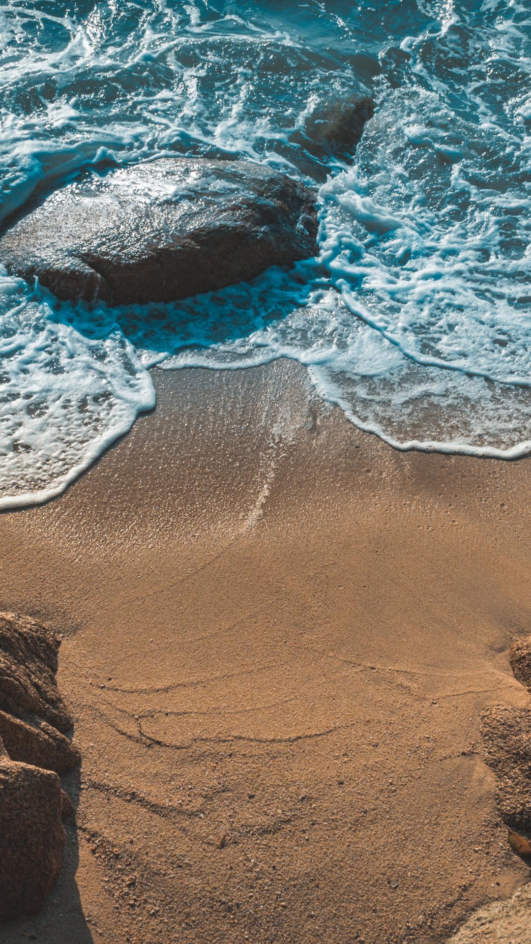 1080x1920 Download Beach, nature, rocks, soft waves wallpaper, 1080x Samsung Galaxy S S Note, Sony Xperia Z, Z Z Z HTC One, Lenovo Vibe, Google Pixel OnePlus Honor Xiaomi Redmi
