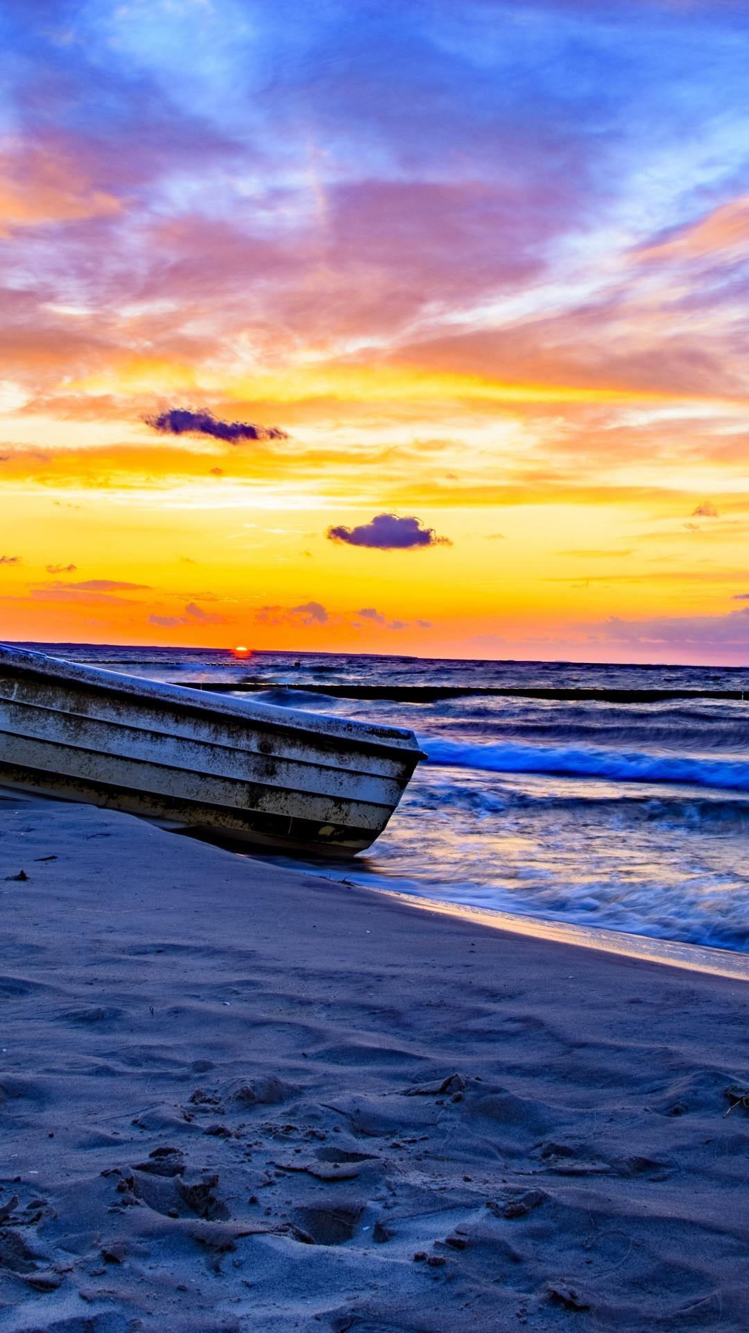 1080x1920 Download 1080x1920 wallpaper boat, sand, beach, sunset, nature, samsung galaxy s s note, sony xperia z, z z z htc one, lenovo vibe, google pixel oneplus honor xiaomi redmi