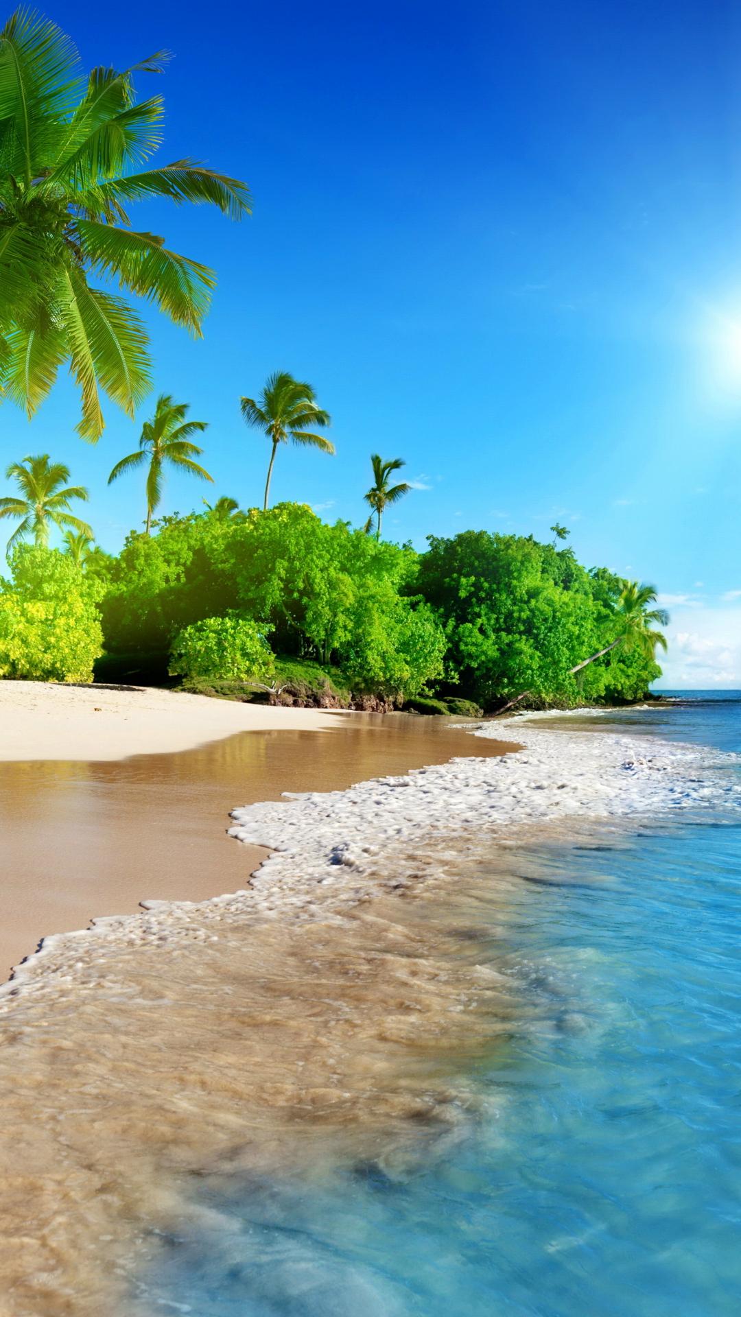 1080x1920 Download 1080x1920 wallpaper tropical beach, sea, calm, sunny day, holiday, samsung galaxy s s note, sony xperia z, z z z htc one, lenovo vibe, google pixel oneplus honor