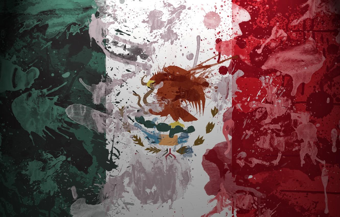 1332x850 Wallpaper paint, Mexico, Flag, eagle image for desktop, section текстуры