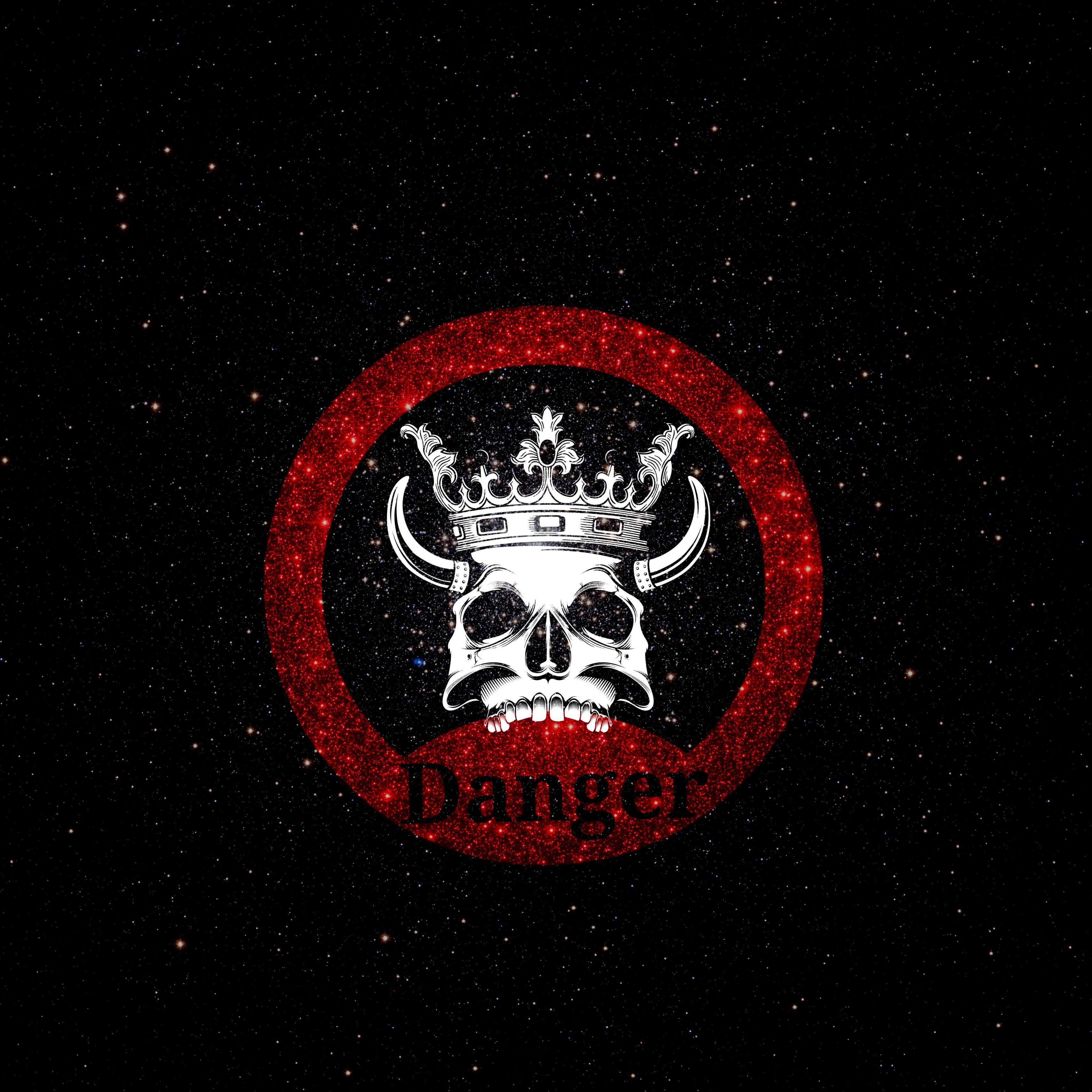 3415x3415 Download wallpaper 3415x3415 skull, crown, danger, inscription, shine ipad pro 12.9 retina for parallax HD background