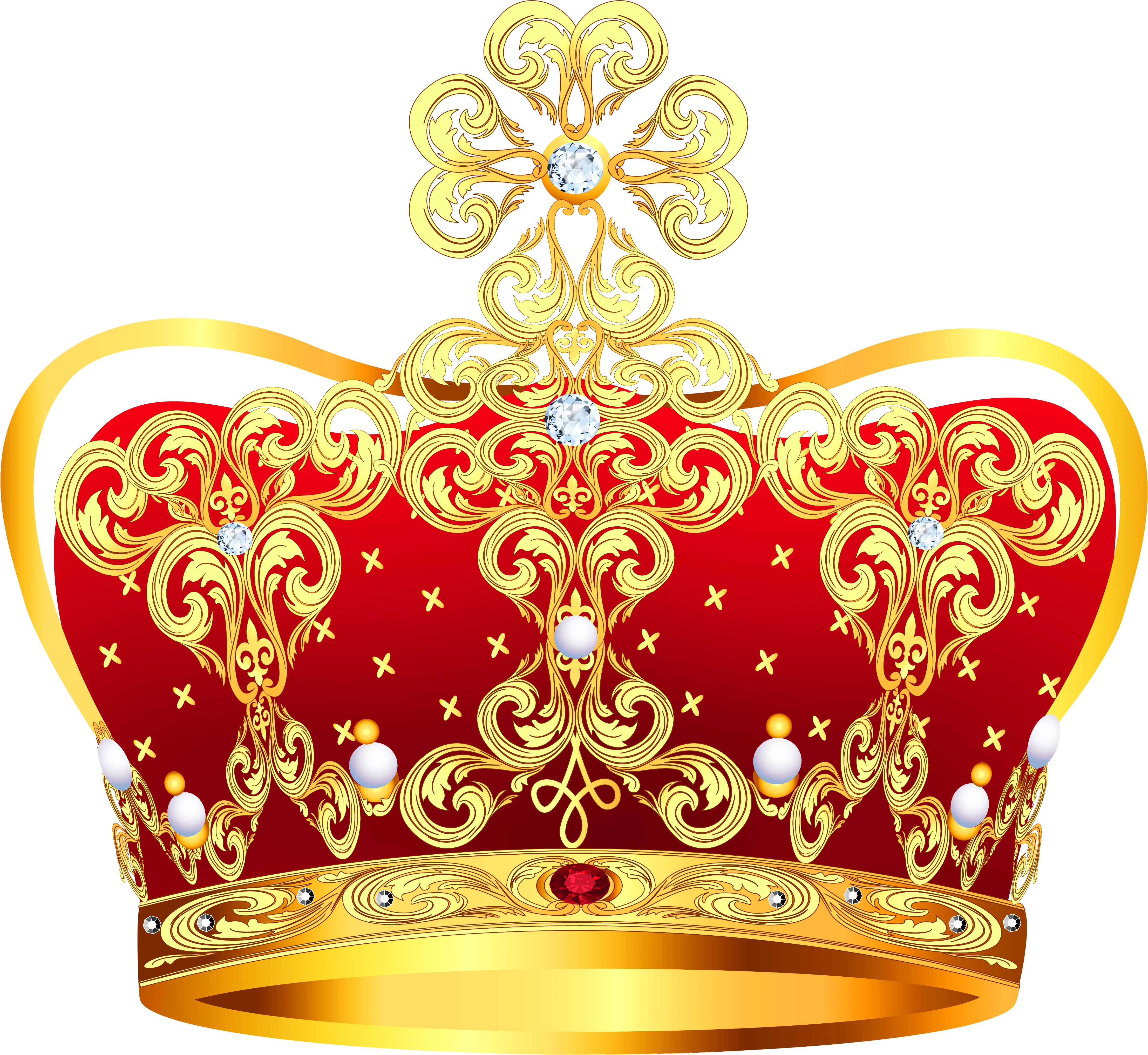 4423x4065 Download Gold And Red Crown With Pearls Png Clipart Picture For Queen Png Size PNG Image