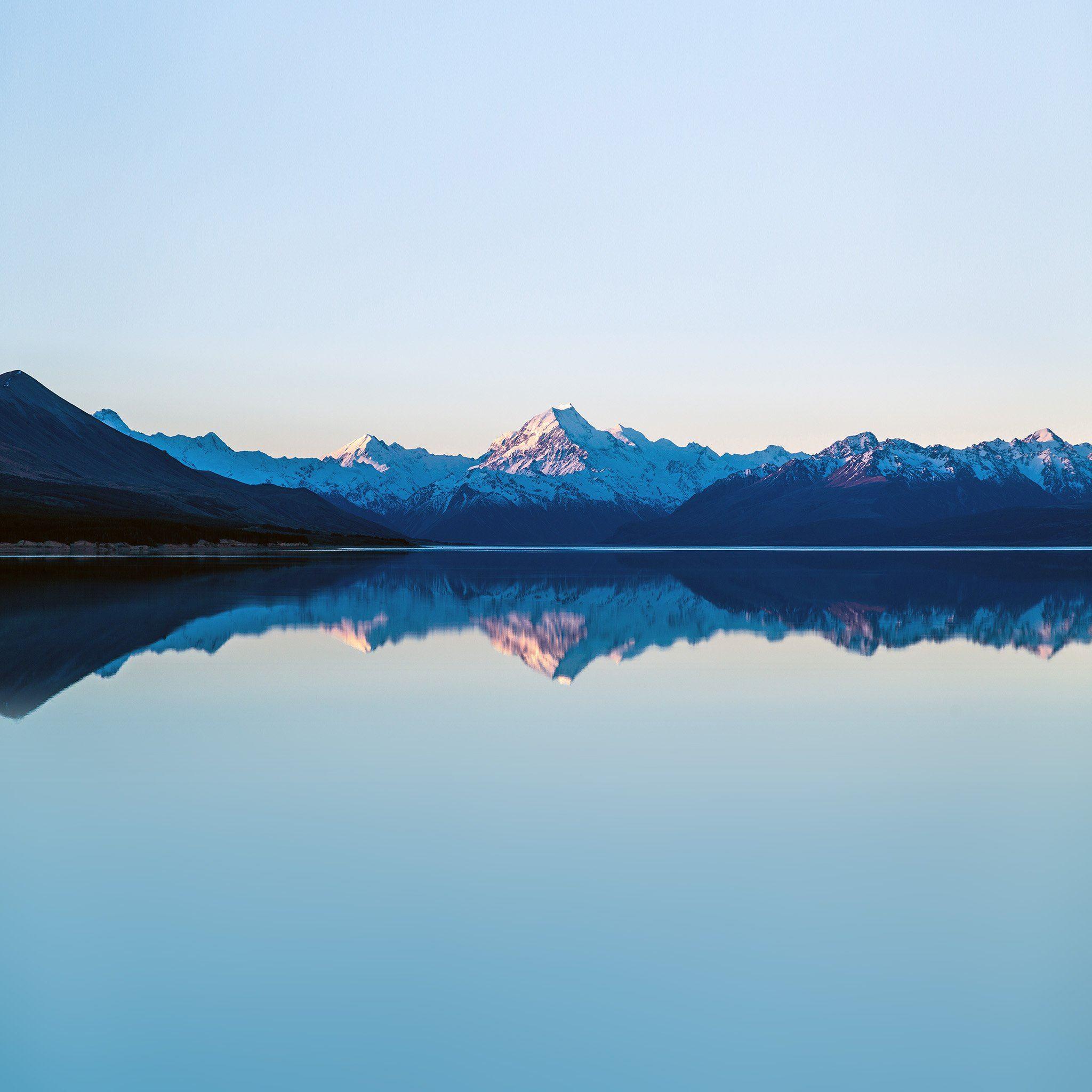 2048x2048 Reflection Lake Blue Mountain Water River Nature iPad Air Wallpaper Free Download