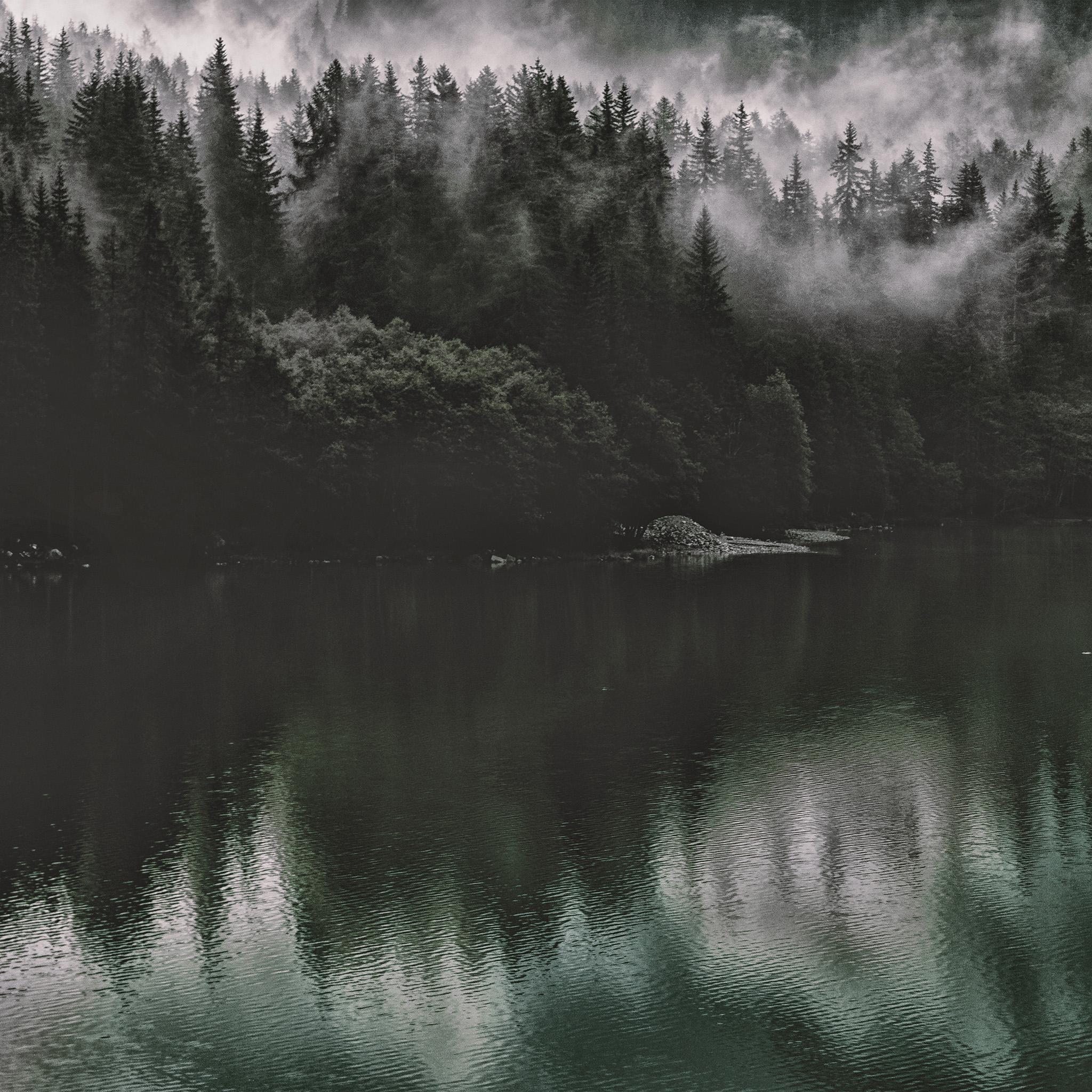 2048x2048 Lake Mountain Water Dark Nature Wallpaper