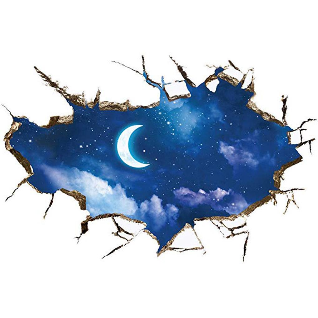 1020x1020 Removable 3D PVC Night Sky Moon Stars Wallpaper Self Adhesive Mural Decal Art Wall Sticker Bedroom Decor