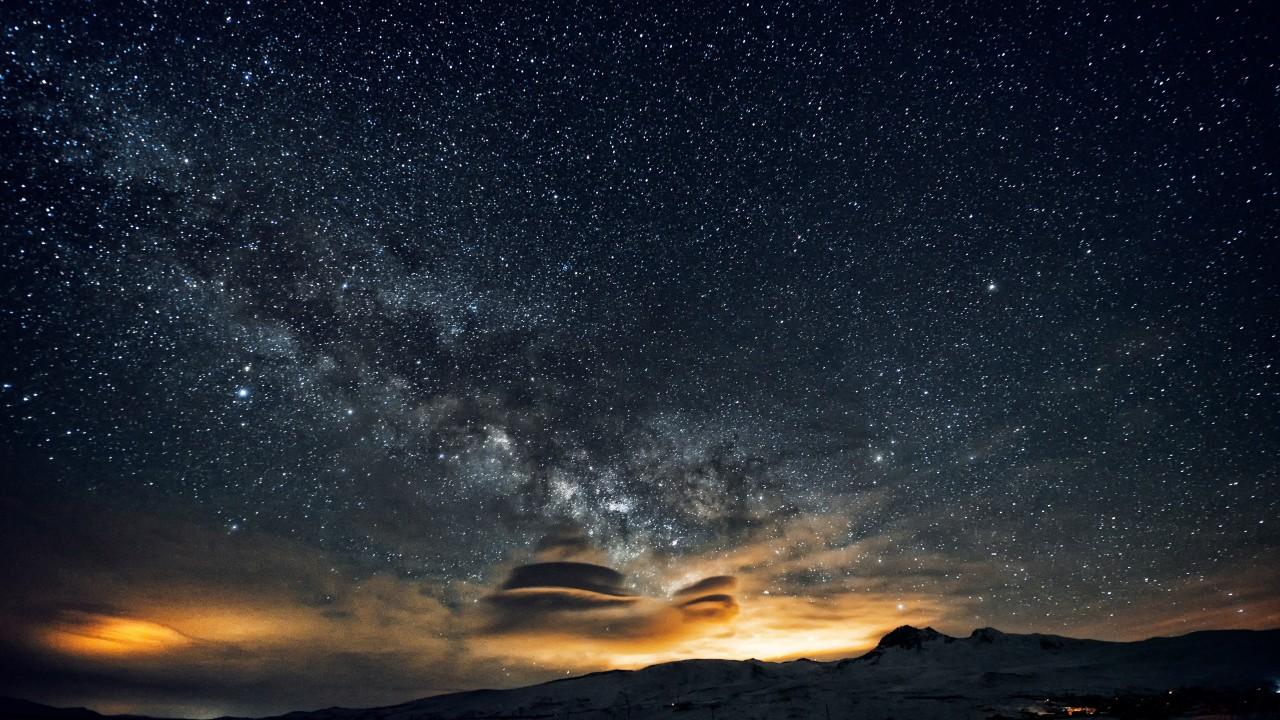 1280x720 Wallpaper Night Sky, 5k, 4k wallpaper, 8k, Stars, night, mountains, nebula, Nature