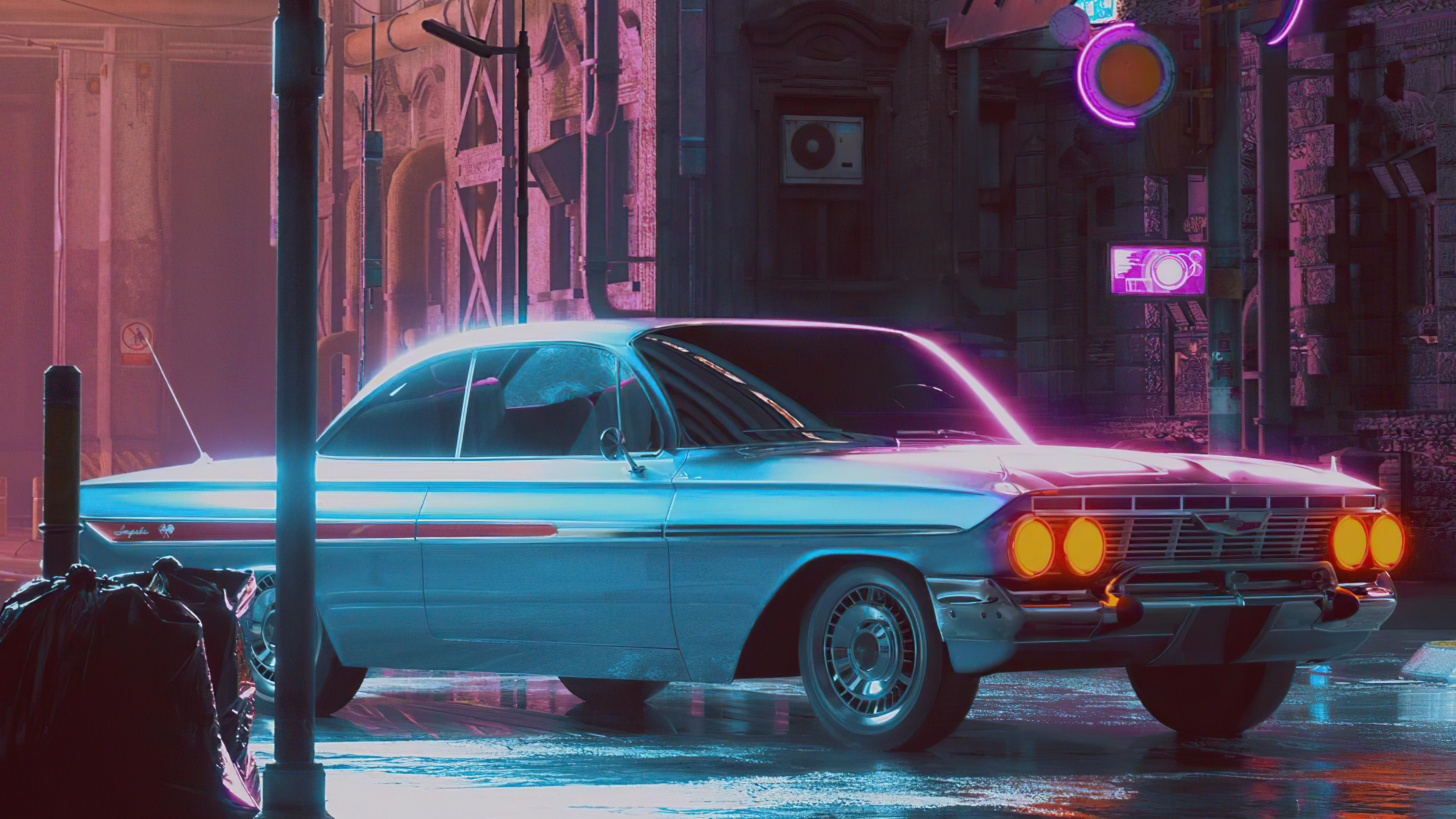 5120x2880 Lonely Night 80s Retro Car 5k Wallpaper, HD Artist Wallpaper, 4k Wallpaper , Image, Background, Photos and Picture