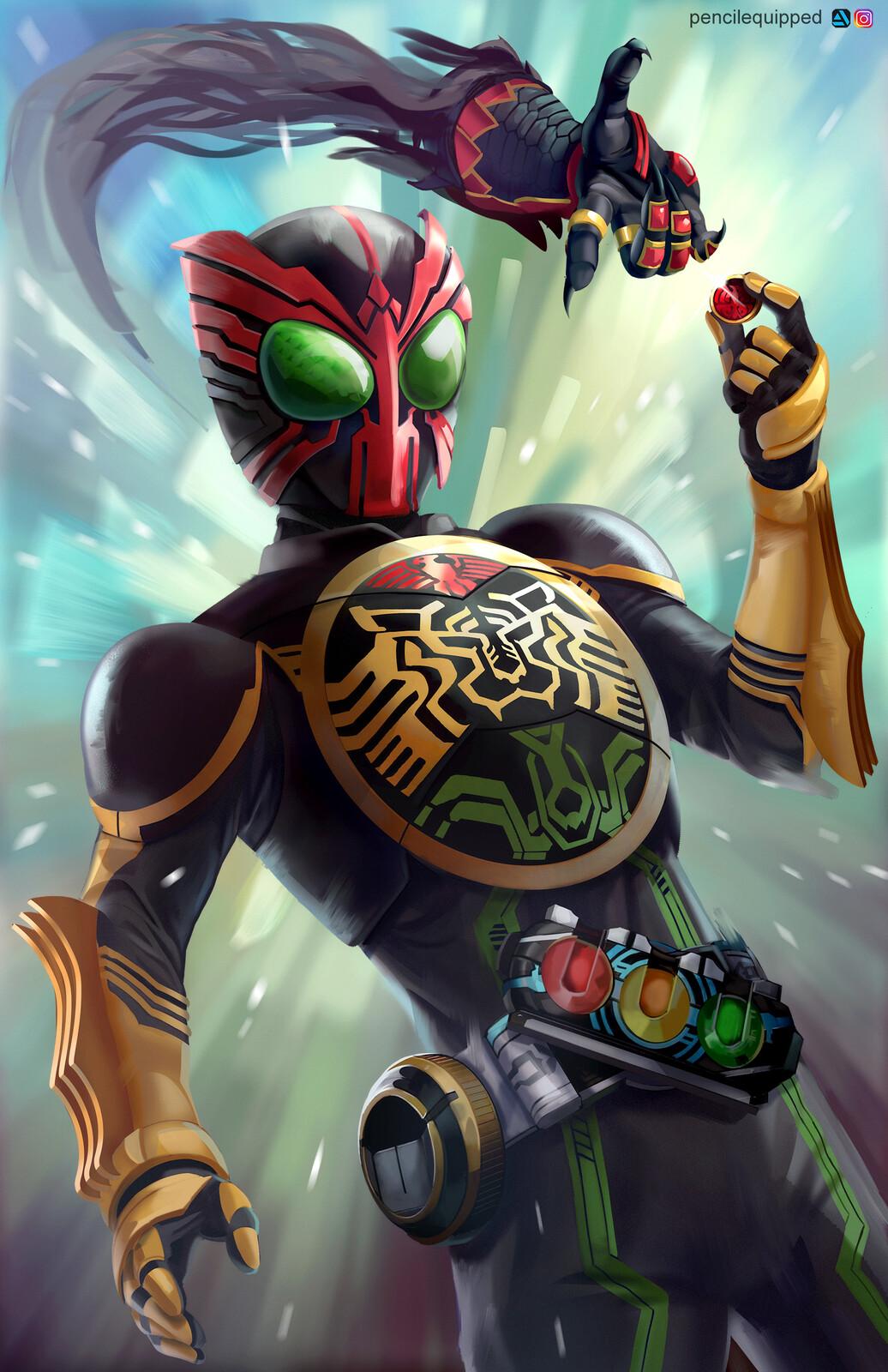 1036x1600 Kamen Rider OOO, Pencil Equipped