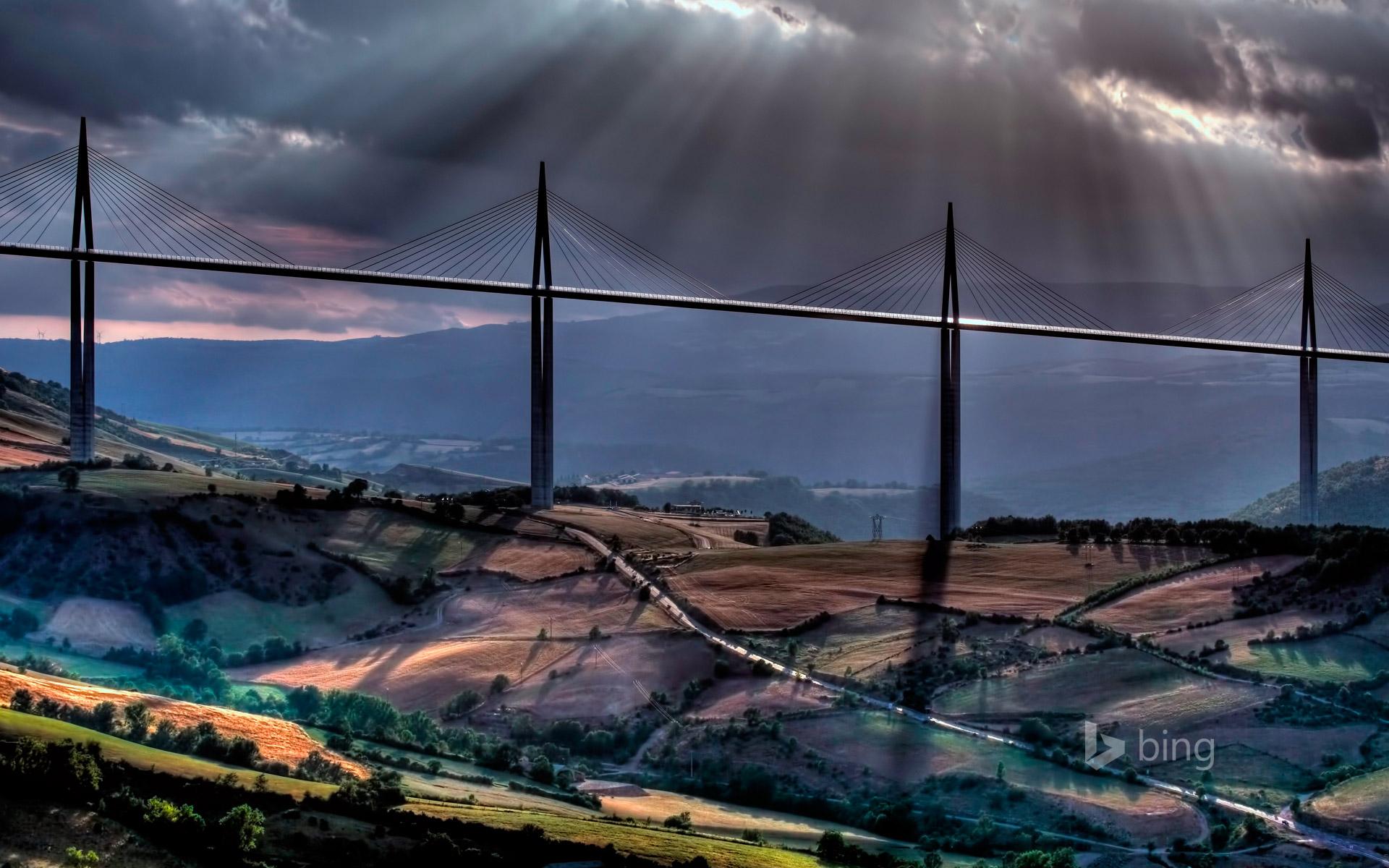 1920x1200 Millau Viaduct over the Tarn River Valley near Millau, France