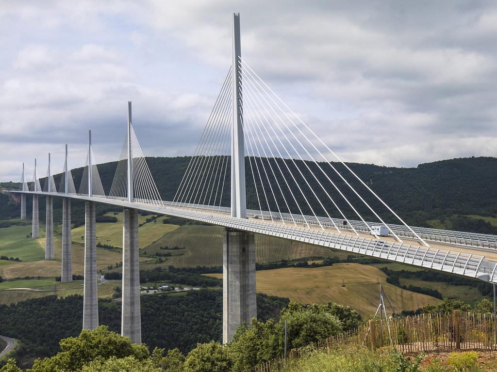 1024x768 Millau Bridge France. The viaduct carries the A75 Clermont