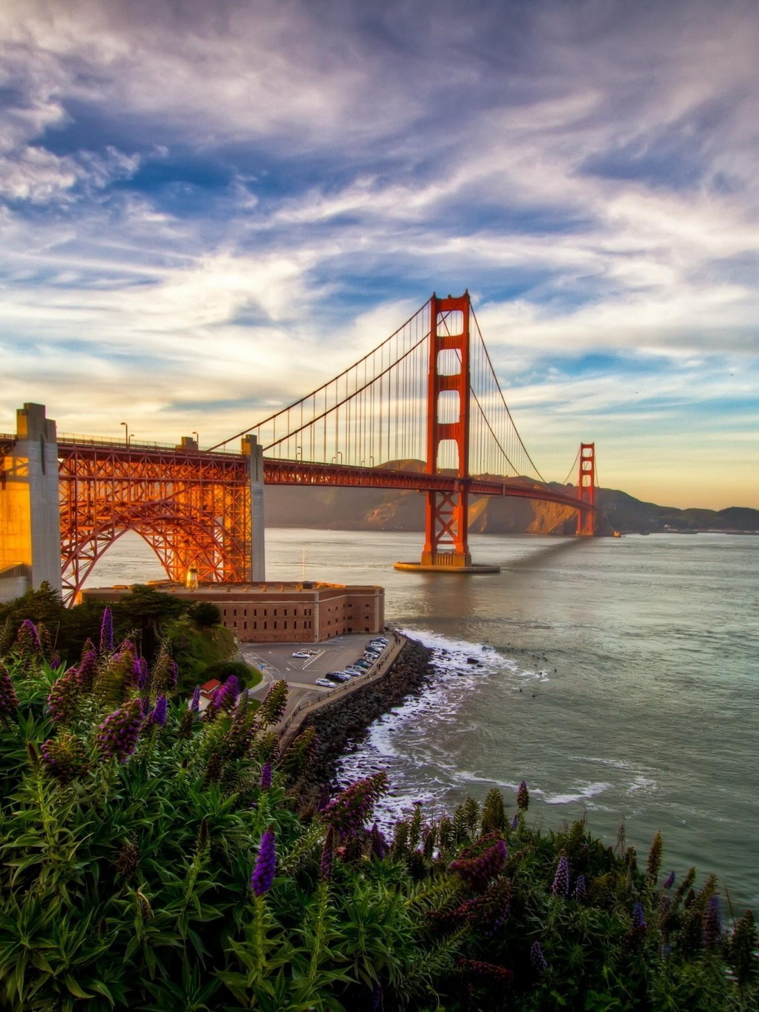 1536x2048 Download 1536x2048 San Francisco, Golden Gate Bridge, Clouds, Usa Wallpaper for Apple iPad Mini, Apple IPad 4