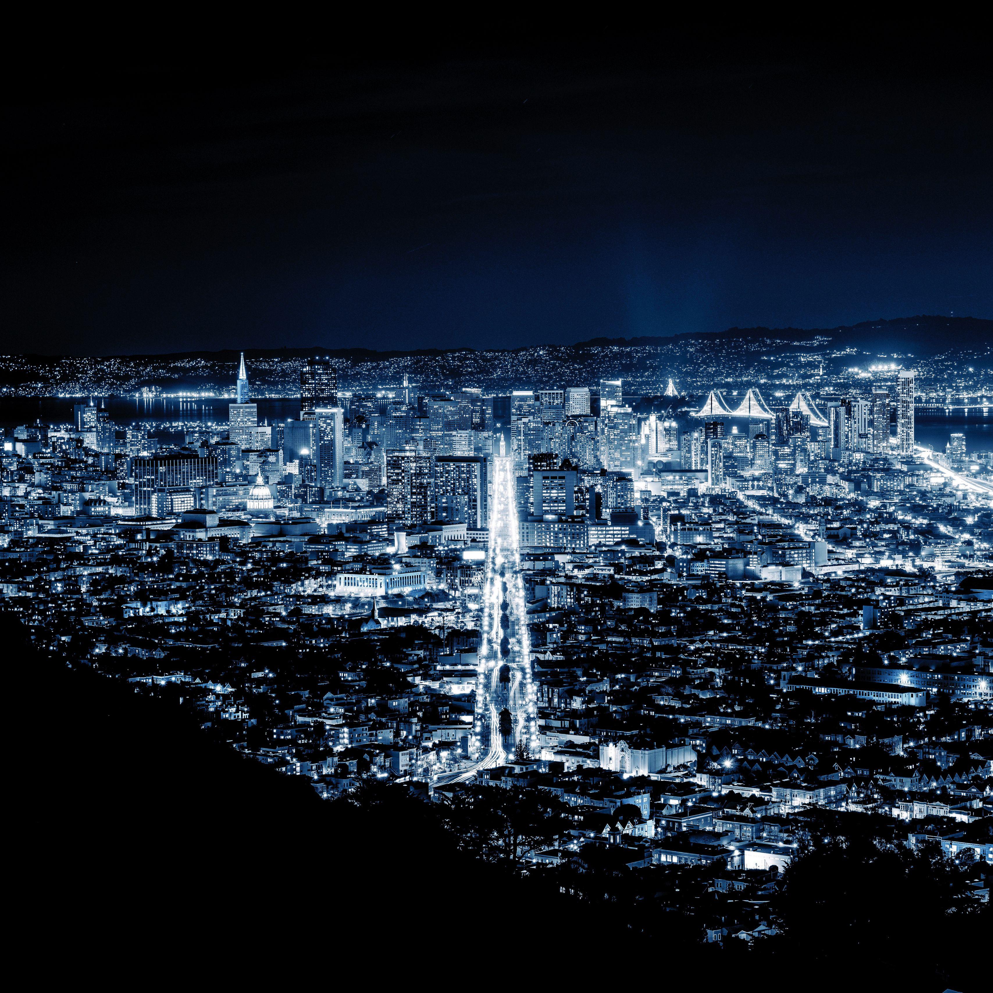 3415x3415 Download wallpaper 3415x3415 night city, city lights, san francisco, united states ipad pro 12.9 retina for parallax HD background