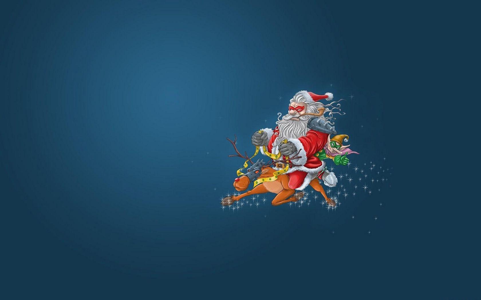 1680x1050 Download wallpaper 1680x1050 santa claus, reindeer, elf, flying