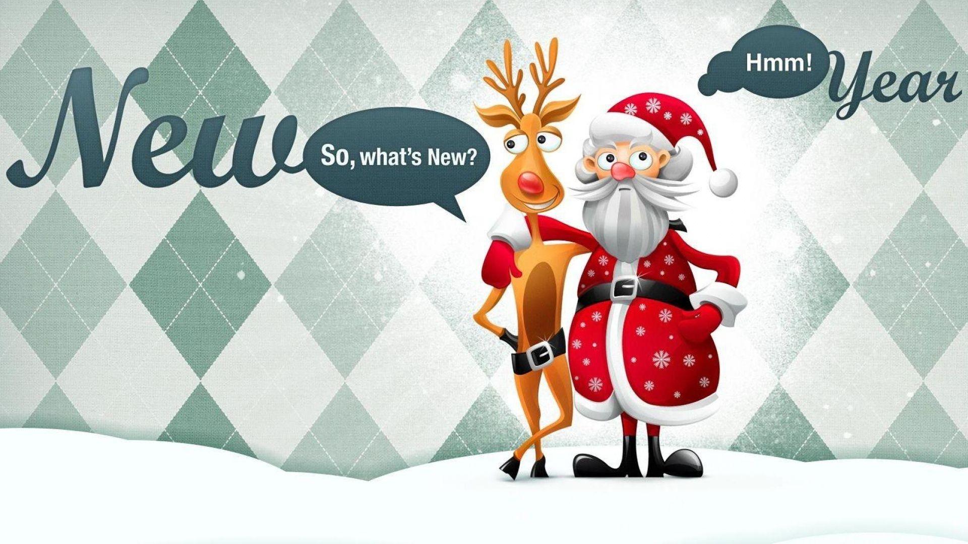 1920x1080 Download Wallpaper 1920x1080 santa claus, reindeer, hugs, holiday