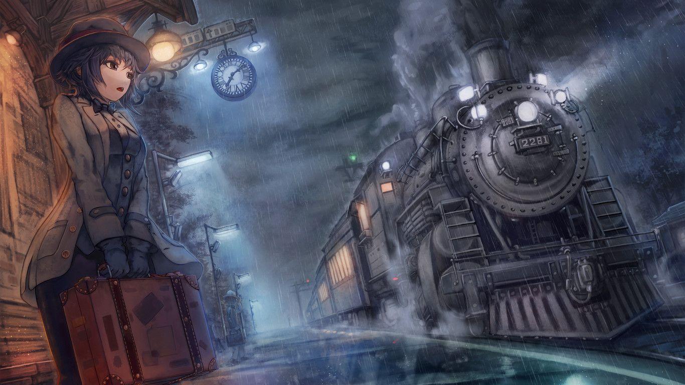 1366x768 Anime Girl Waiting For Train 1366x768 Resolution HD 4k