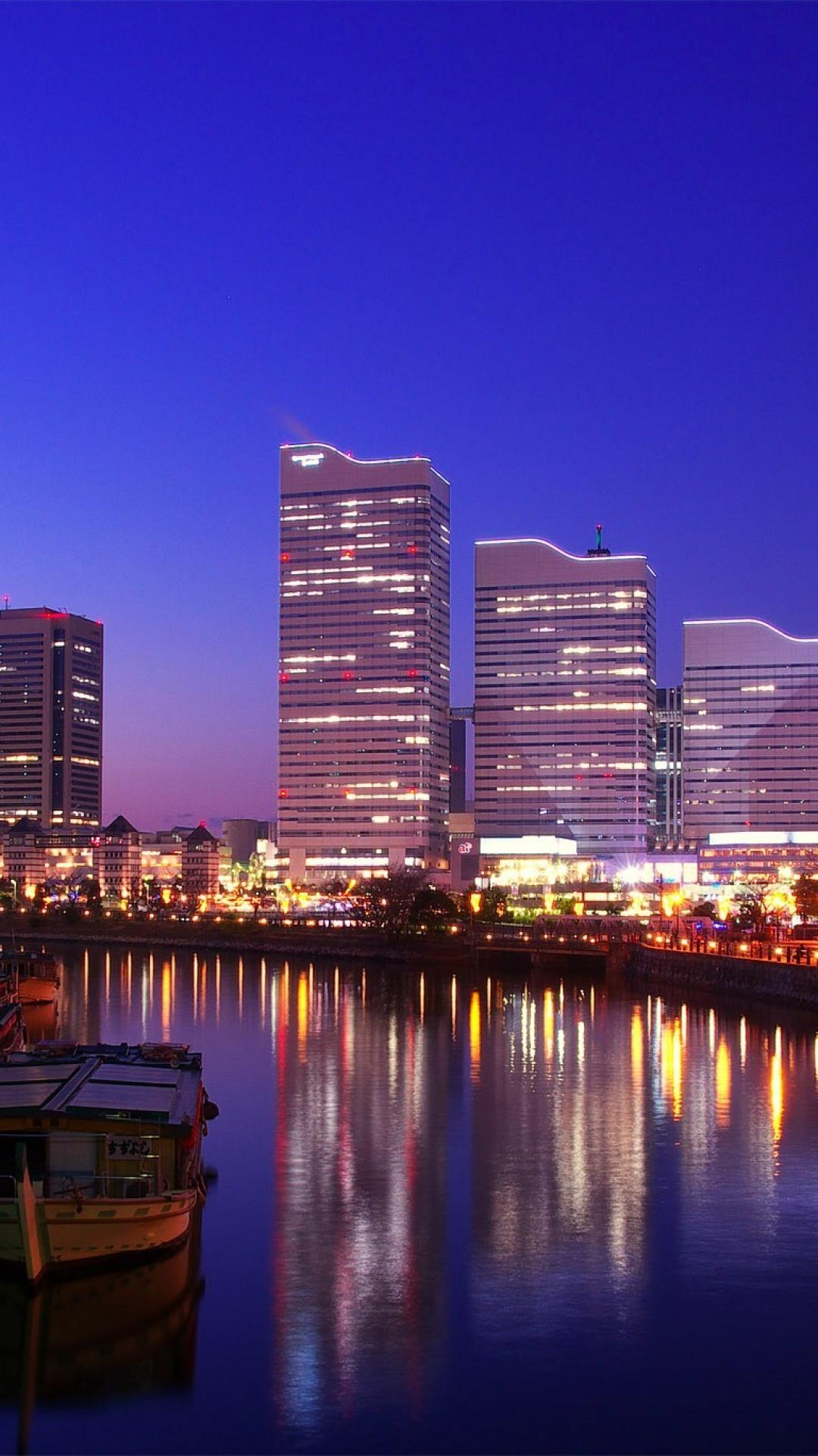 1080x1920 Japan tokyo cityscapes yokohama city night wallpaper