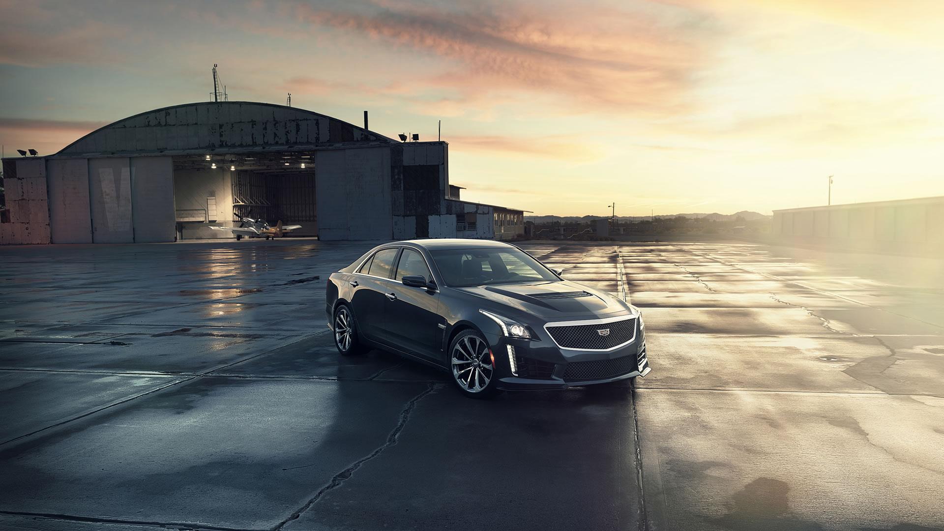 1920x1080 Cadillac CTS V Sedan Wallpaper X Phantom Gray Metallic Color, Airfield, Front View