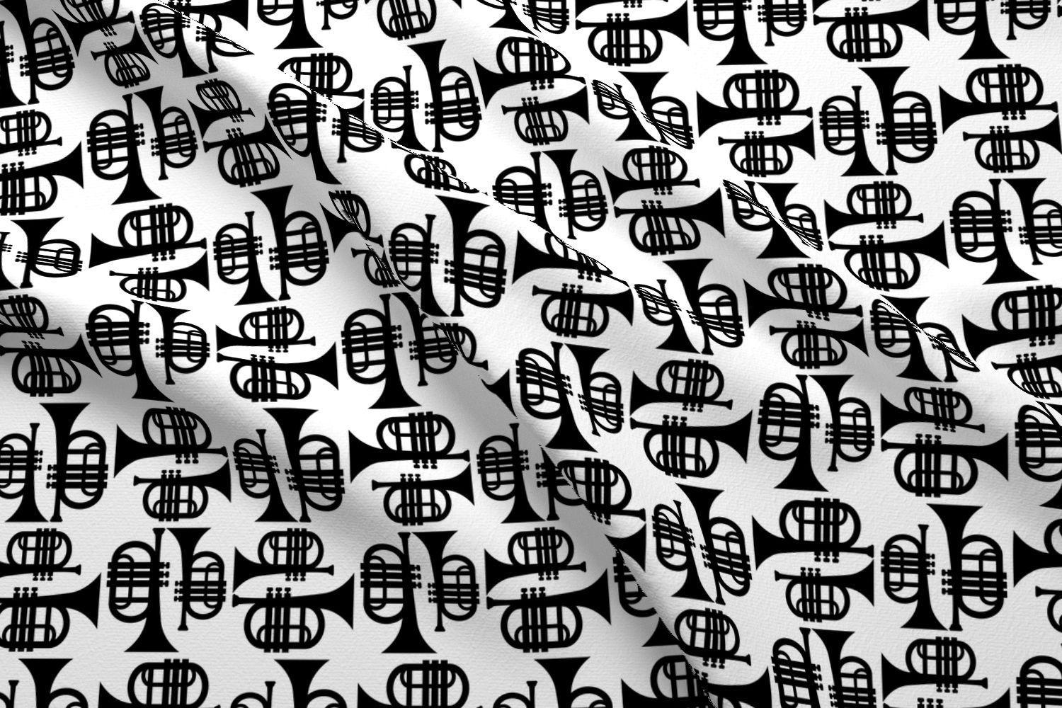 1500x1000 Vintage Trumpets Wallpaper Spoonflower #wallpaper #pattern