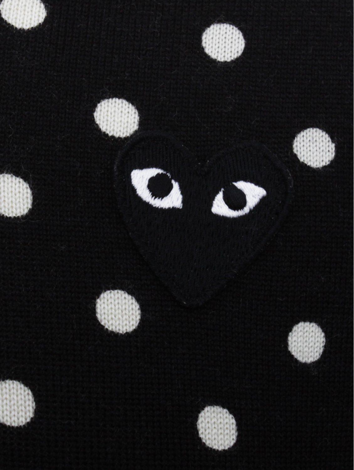 1129x1500 PLAY Mens V Neck Polka Dot Knit Pullover Black. PLAY BY COMME DES