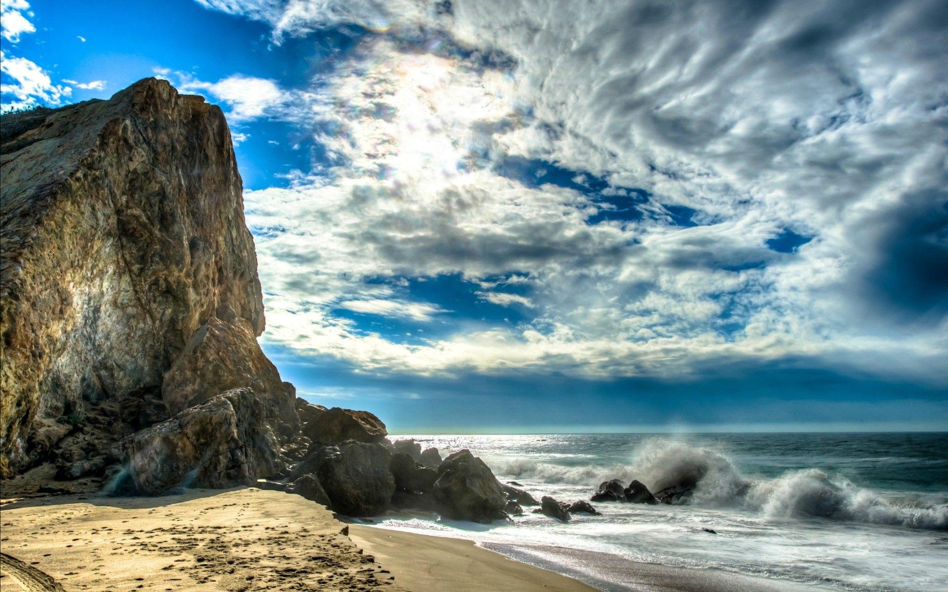 1920x1200 Malibu Beach California Ocean Rocks Waves Resort Wallpaper Desktop